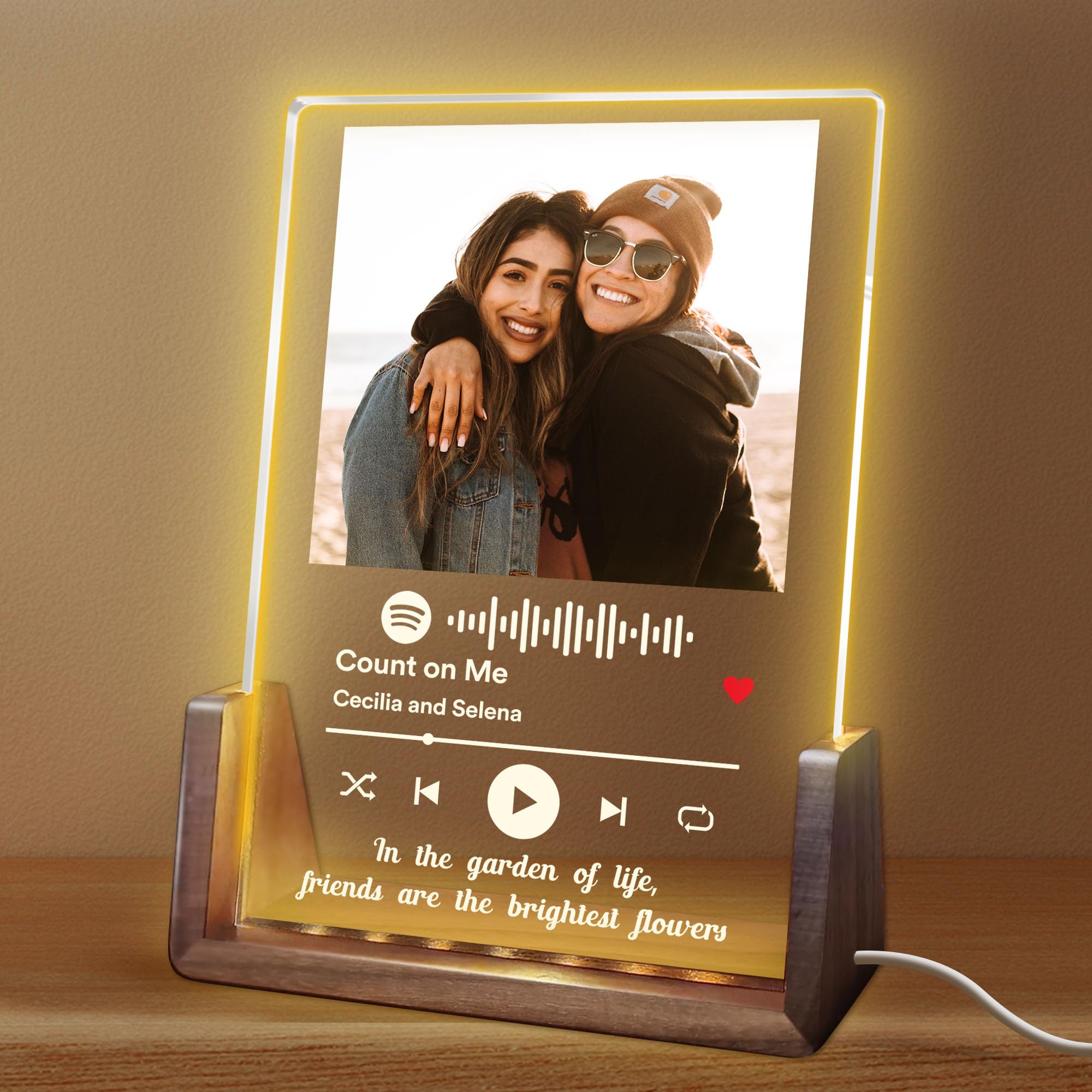 Custom Acrylic Song Plaque with Photo - Personalized Music Album Cover Gift for Music Lovers, Friends & Sisters | Unique Anniversary, Birthday & Wedding Present for Her
