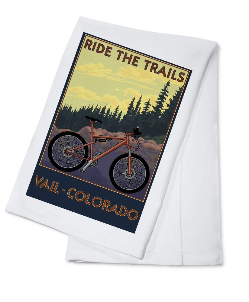 Colorado Vail Ride The Trails 100% Cotton Tea Towel - Decorative Hand Towel for Kitchen & Home - Perfect for Cooking, Drying Dishes & Rustic Cabin Decor
