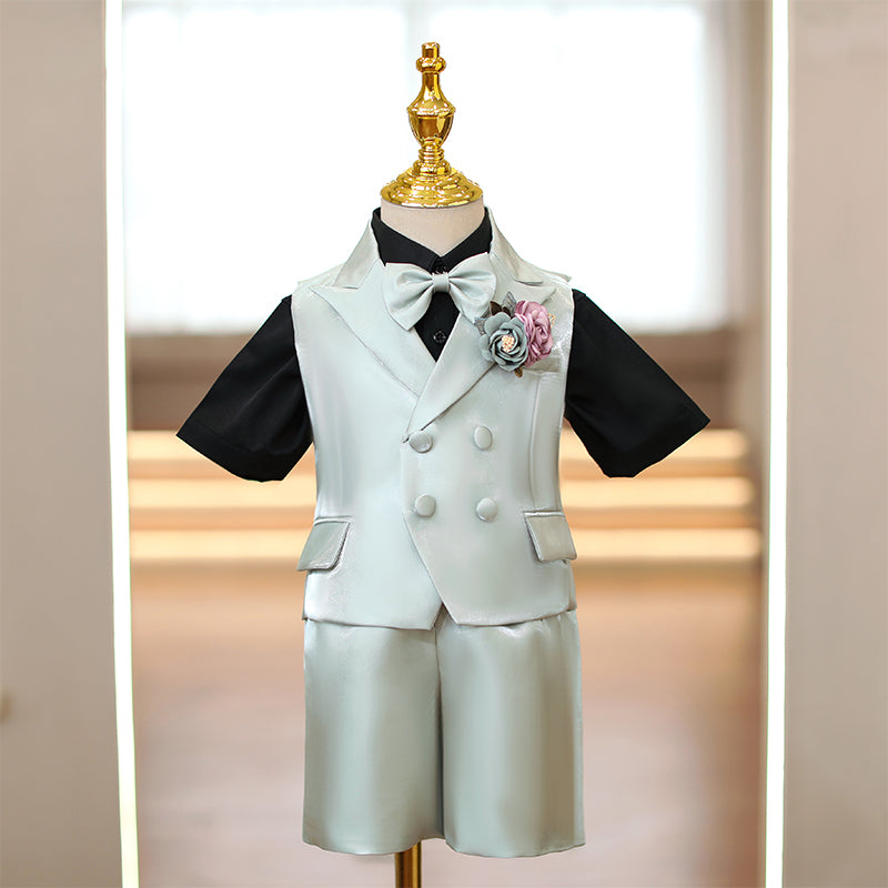 Boys Formal Vest Suit Set for Wedding, Birthday & Special Occasions - Elegant Children's Dress Outfit for Parties, Photos & Events