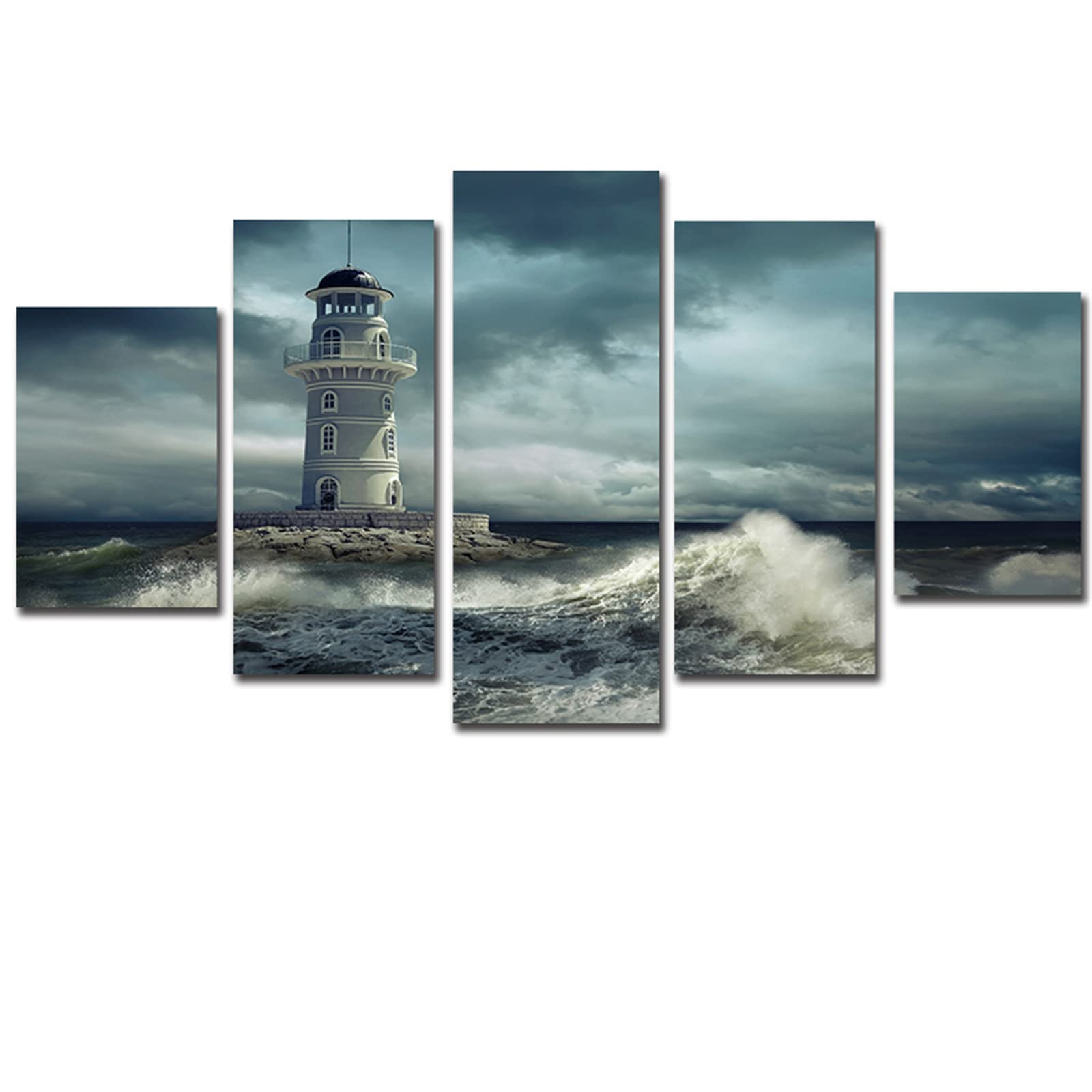 5 Sets Diamond Painting Kits for Adults - Lighthouse at Sea Full Drill DIY Diamond Art, Cross Stitch Canvas Craft for Home Decor, Wall Art, Bedroom Decor, Perfect Gift for Christmas & Birthdays | Relaxing Hobby & Stress Relief Activity