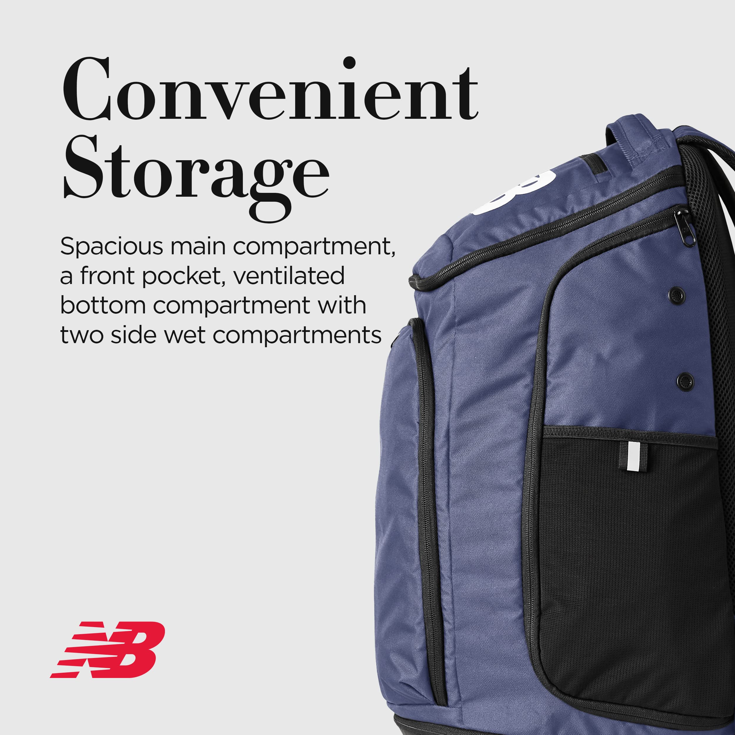 New Balance Sports Backpack for Men & Women - Durable Team Travel Gym Bag in Blue - Perfect for Workouts, Travel & School - One Size Fits All