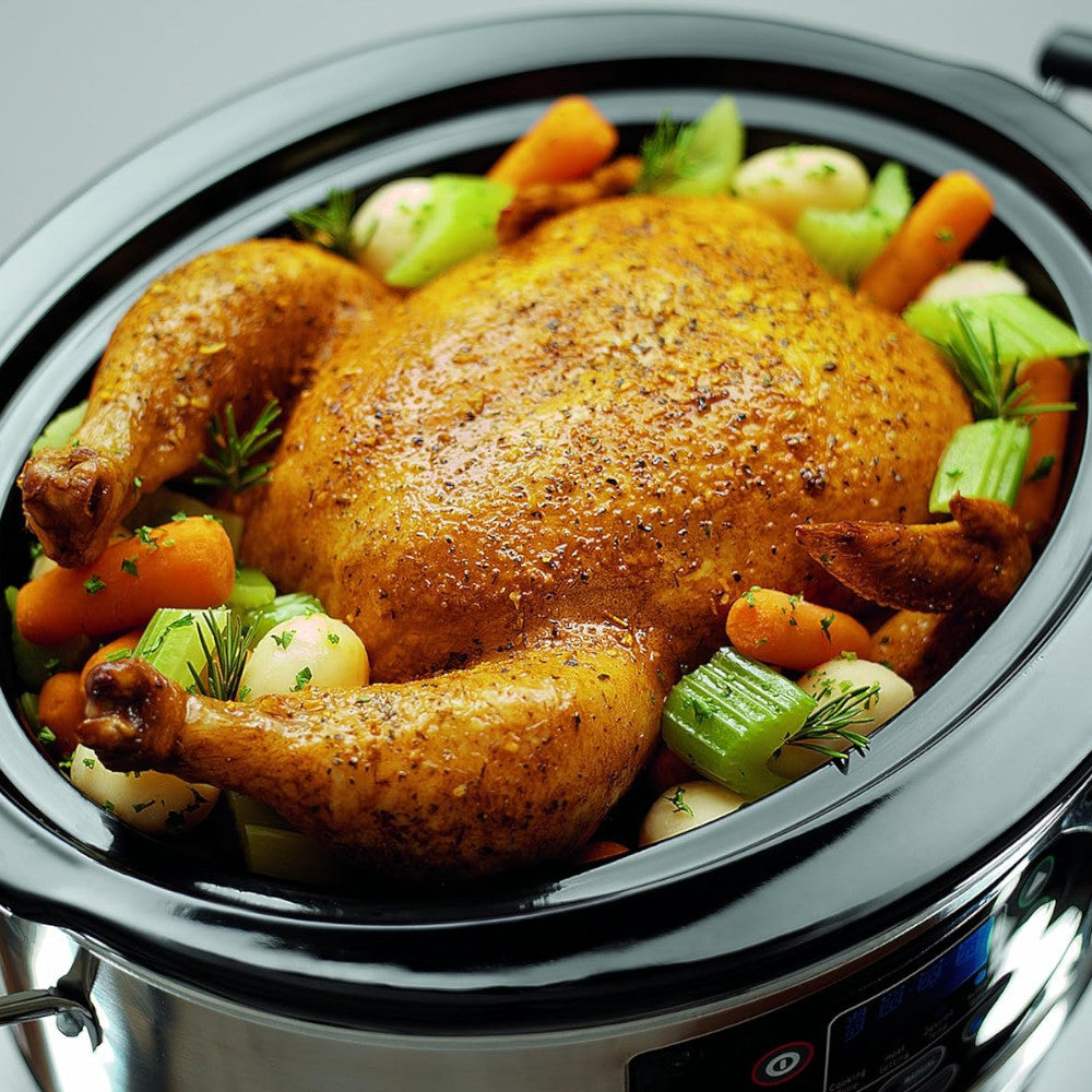 Hamilton Beach 33769C Set & Forget 6-Quart Programmable Slow Cooker with Auto-Temperature Control - Perfect for Family Dinners, Potlucks & Meal Prep