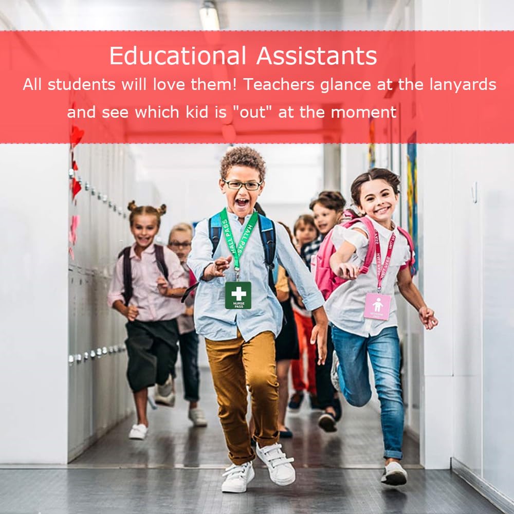 Hall Pass Lanyards with Card Holders - 10 Pack for Teachers & Parents - Perfect for School & Classroom Management