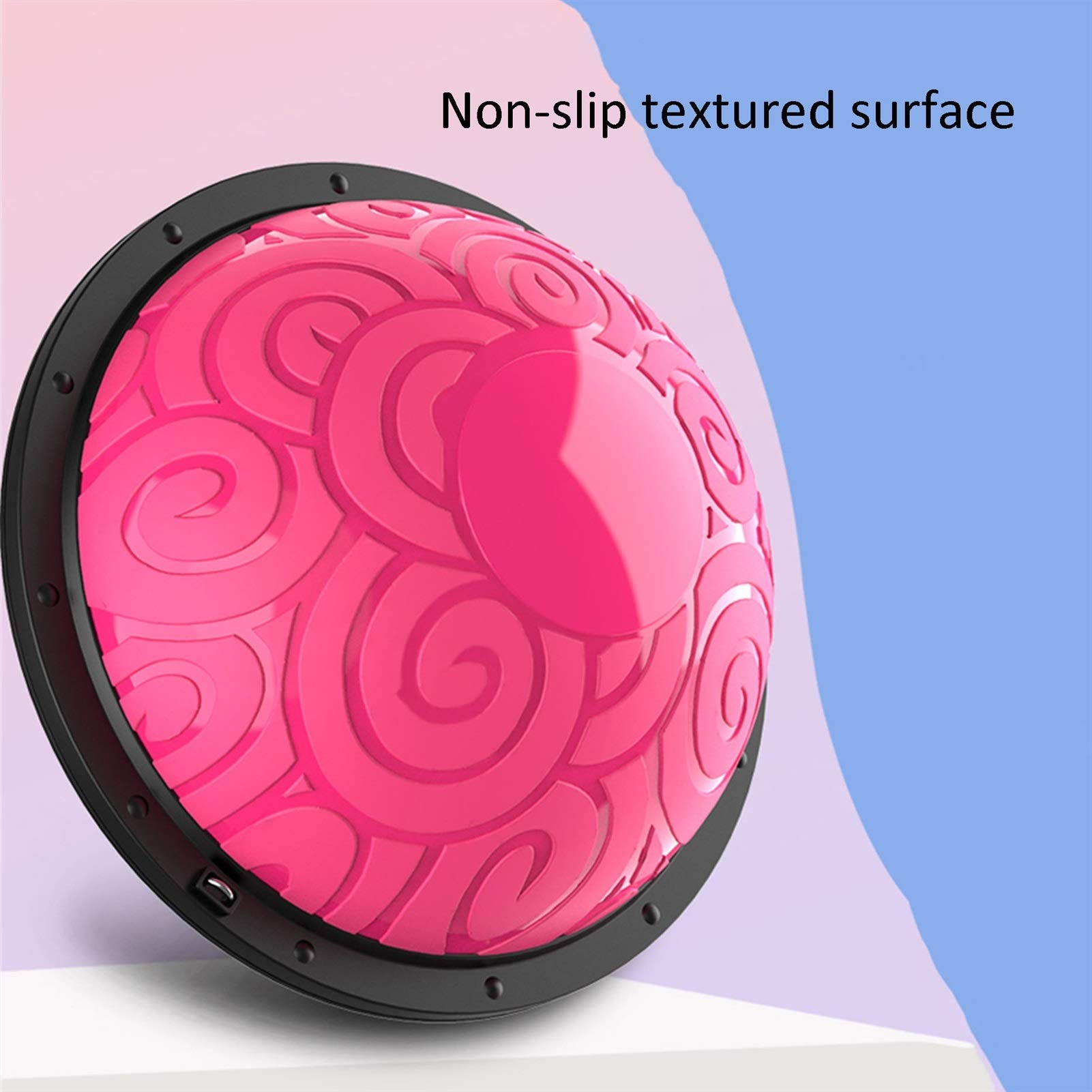 Half Ball Balance Trainer with Resistance Bands & Foot Pump - 23 Inch Core Stability Ball for Home Gym, Strength Training & Fitness Workouts (Pink, 58cm) - Perfect for Yoga, Pilates & Physical Therapy Exercises