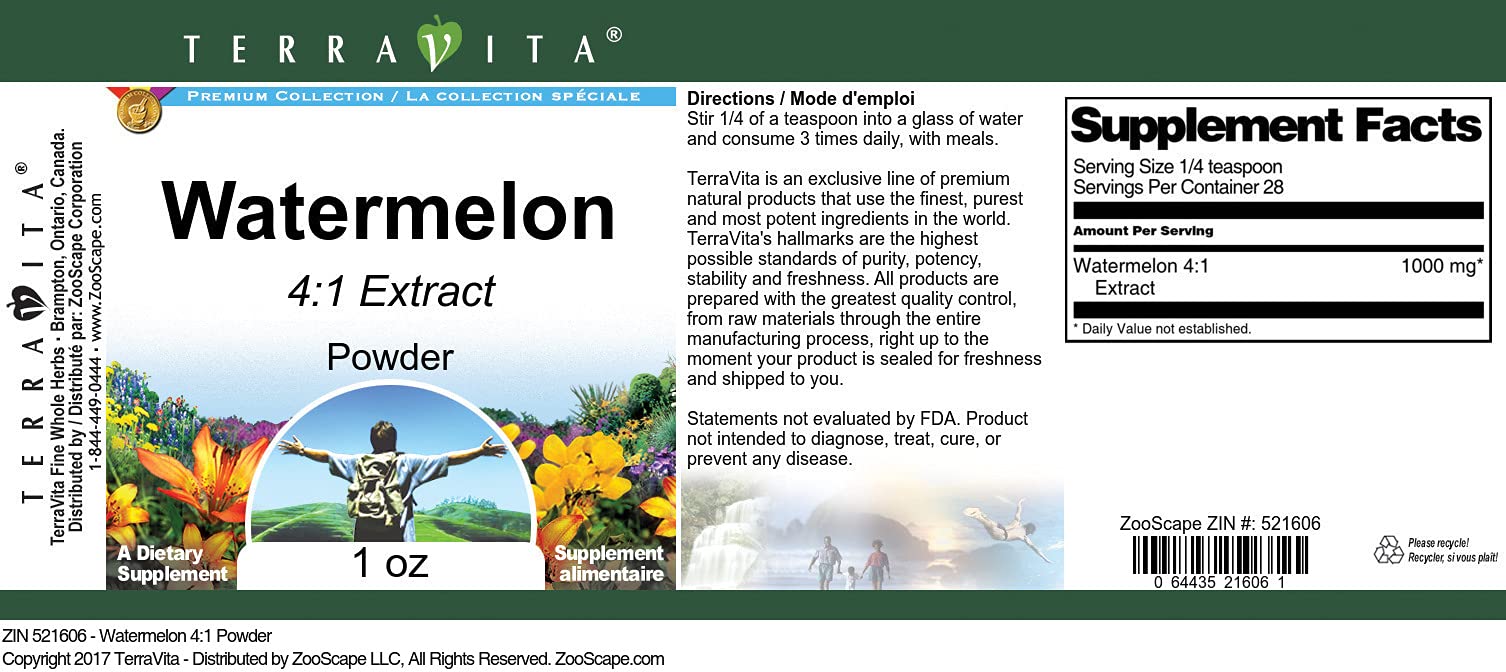 Watermelon 4:1 Extract Powder - 1 oz (ZIN: 521606) | Natural Fruit Supplement for Smoothies, Baking & Wellness Drinks