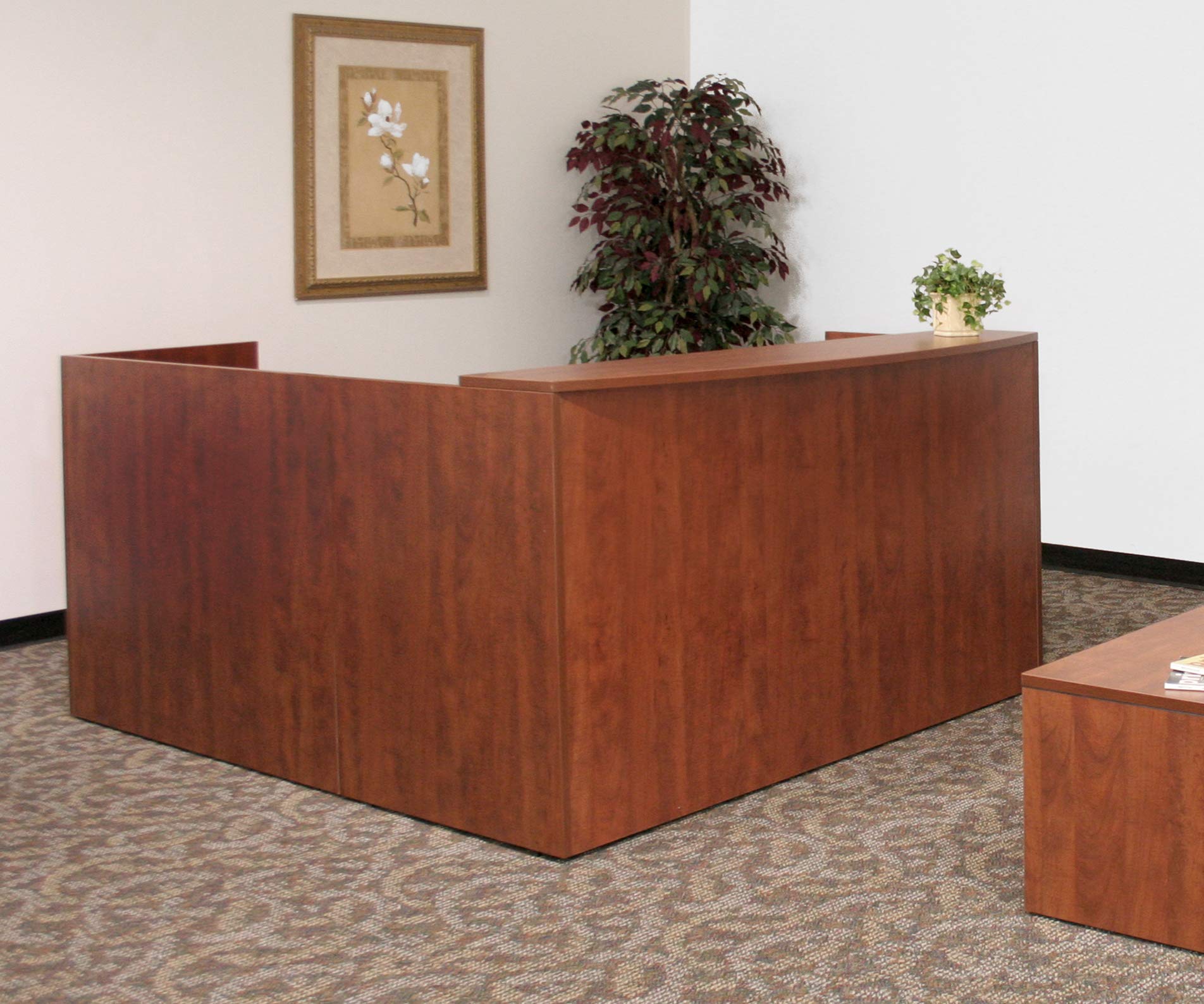Regency Legacy Double Box File Pedestal Reception Desk - Cherry Wood Office Furniture for Professional Workspaces & Corporate Lobbies
