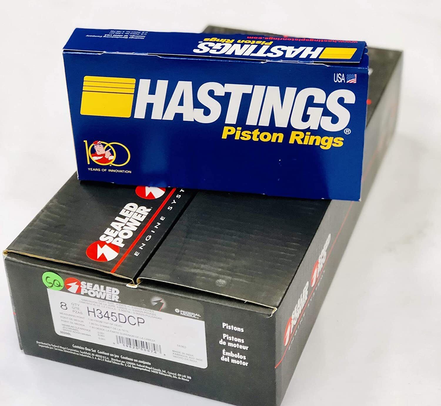 SPEED PRO Hypereutectic Flat Top 4VR Pistons with 8+ CAST Rings for Chevy SB 350 9.3:1 060 - High Performance Engine Upgrade for Racing & Street Use
