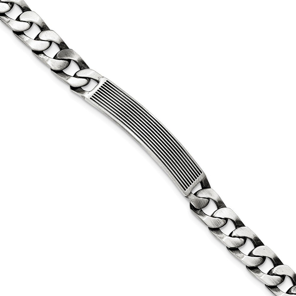 Antiqued Sterling Silver Satin ID Link Bracelet for Women - Adjustable Personalized Nameplate Jewelry for Everyday Wear & Special Occasions