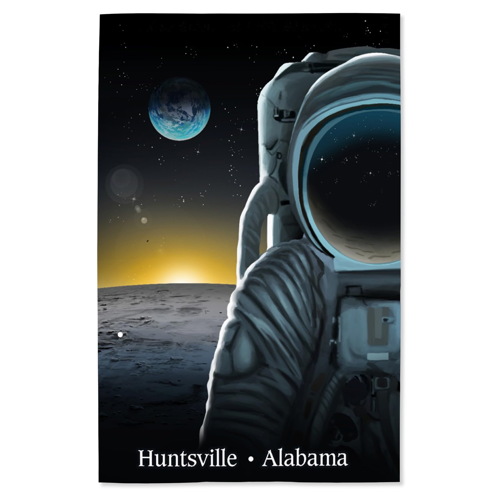 Lantern Press 16x24 Inch Giclee Art Print - Huntsville Alabama Moon & Sunset Landscape Wall Decor | Perfect for Living Room, Bedroom or Office