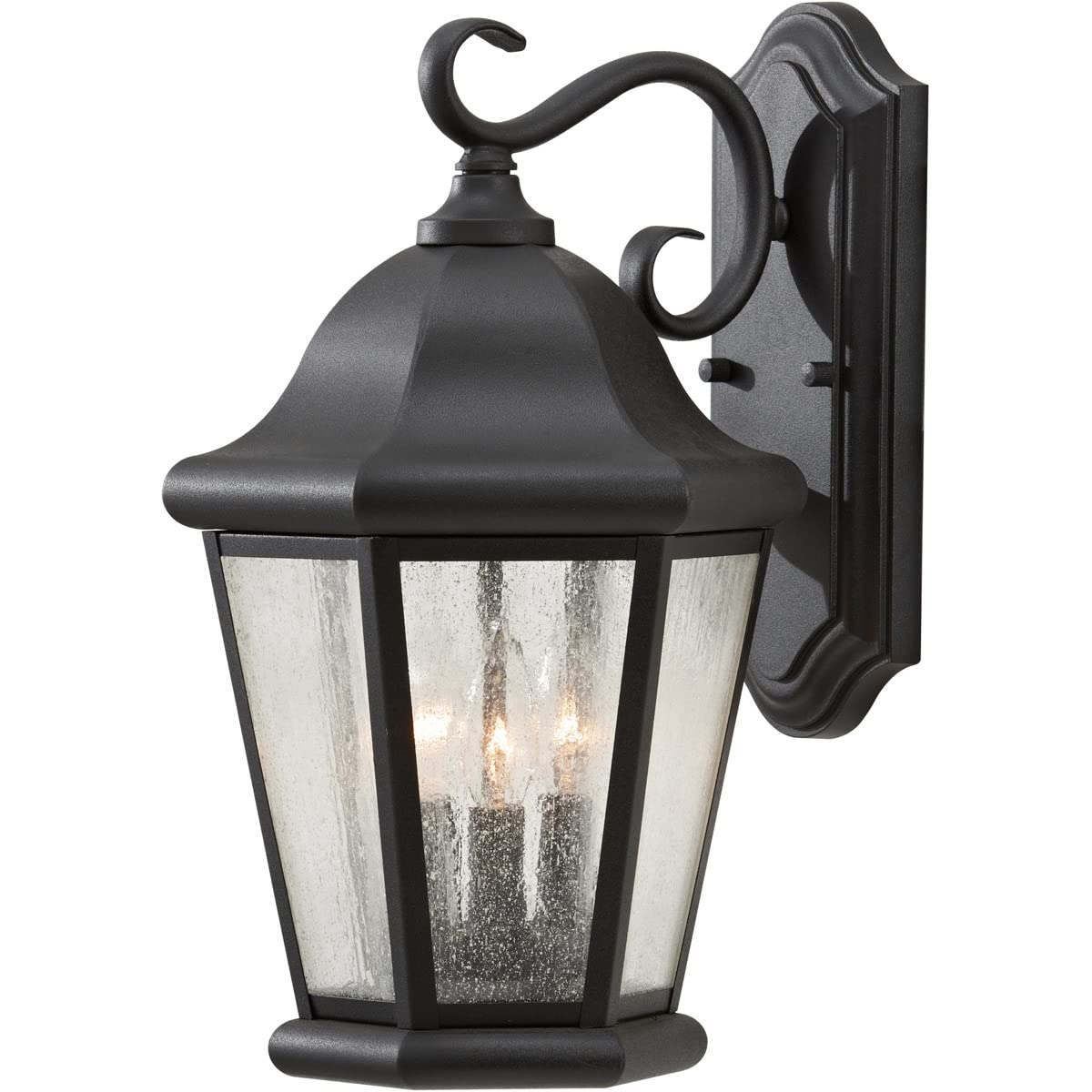 Sea Gull Lighting OL5902BK Martinsville Large 3-Light Outdoor Wall Lantern - Black Exterior Light Fixture for Porch, Patio & Garden - 10