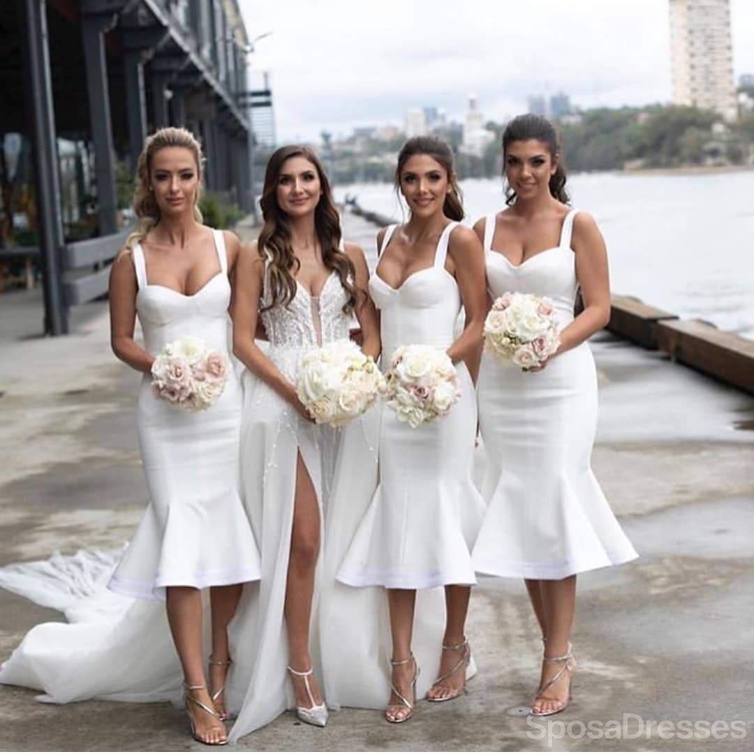 Off White Short Mermaid Bridesmaid Dresses with Straps - Elegant Formal Gown for Weddings, Parties & Special Occasions | Style WG670