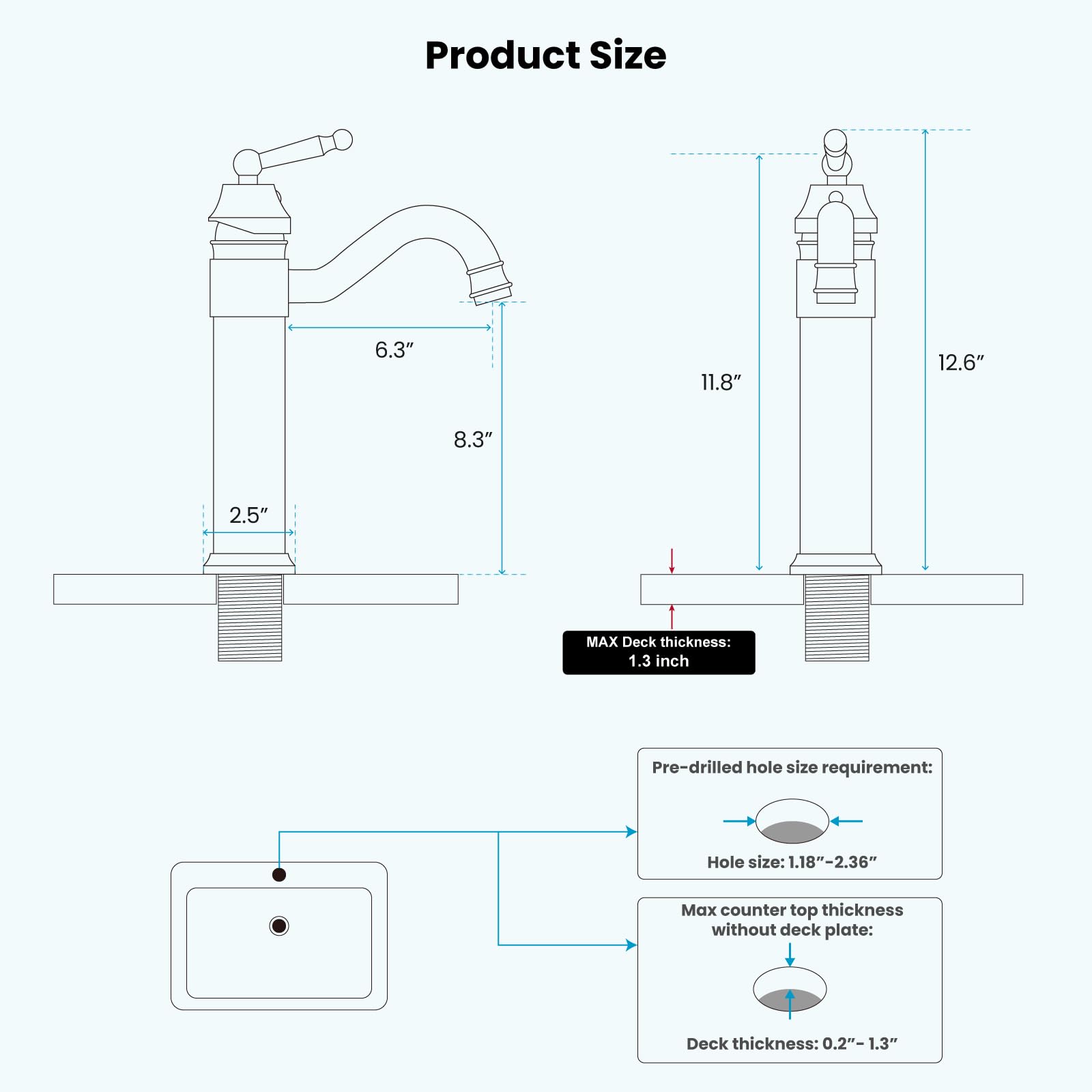 Brass Single Handle Bathroom Vessel Sink Faucet - Long Reach Gold Mixer Tap for Modern Vanities