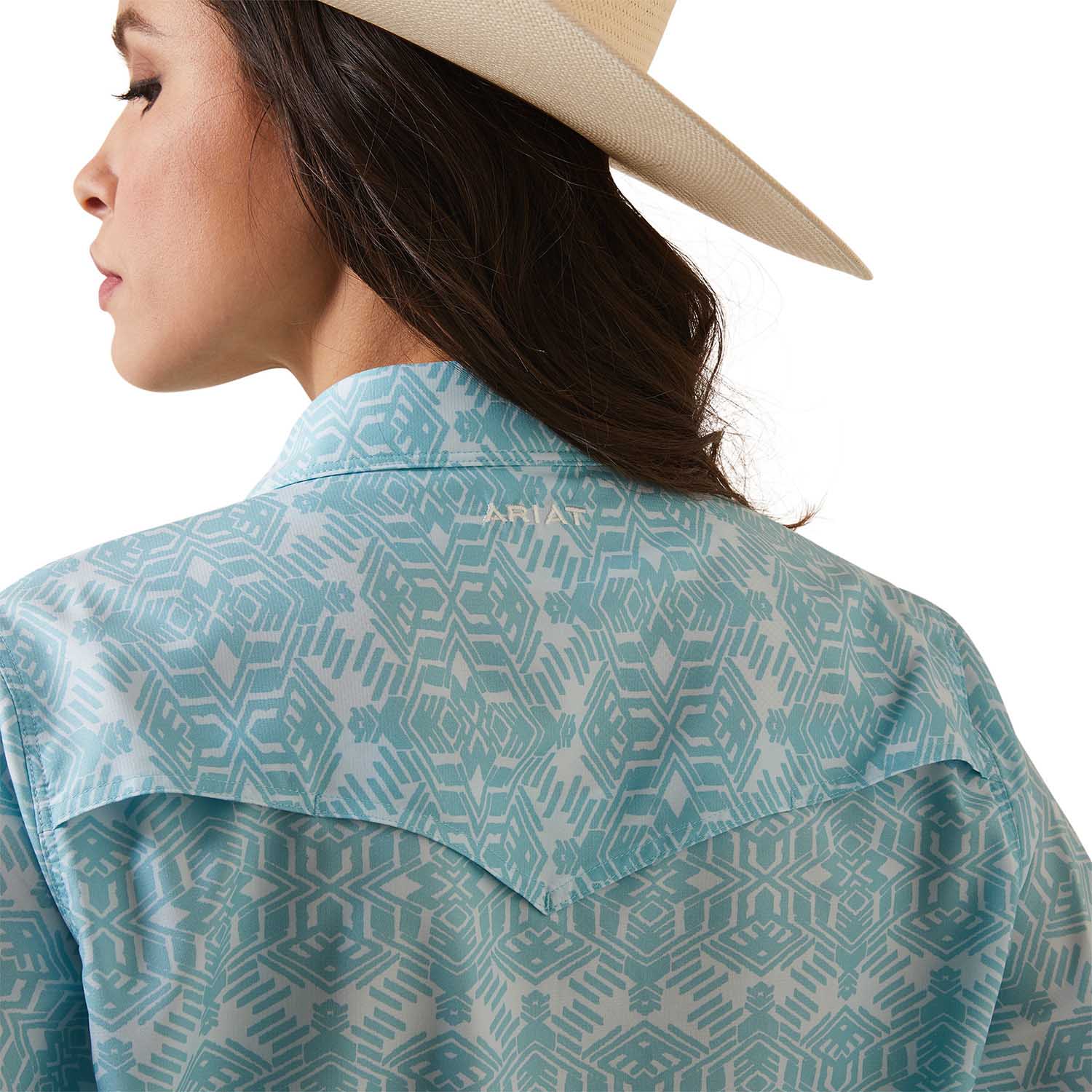 Ariat Women's Western VenTek Stretch Shirt - Zia Print Long Sleeve Button Up Shirt for Cowgirls | Comfortable & Stylish for Riding, Rodeo & Outdoor Activities