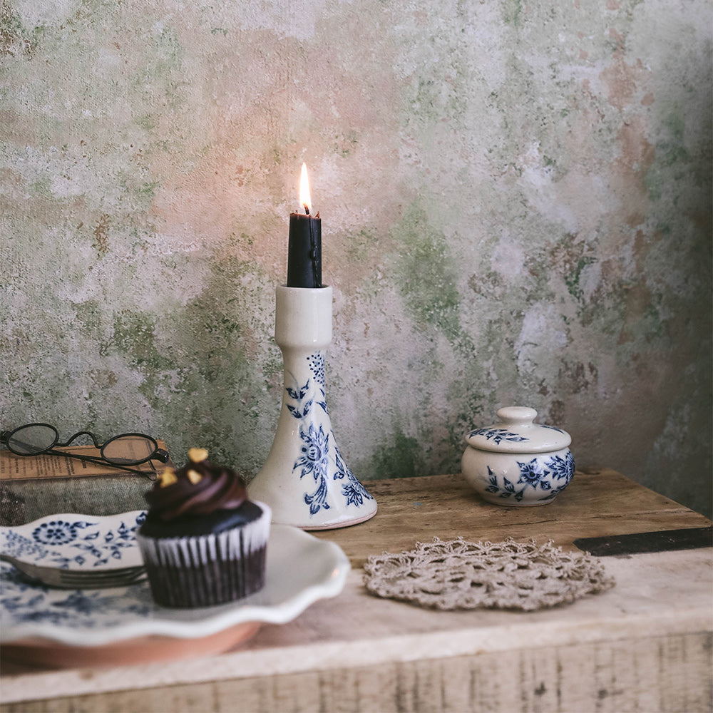 Hand-Painted Artisan Candlestick Holder - Elegant Decorative Candle Holder for Home Decor, Wedding Centerpieces & Romantic Dinner Settings