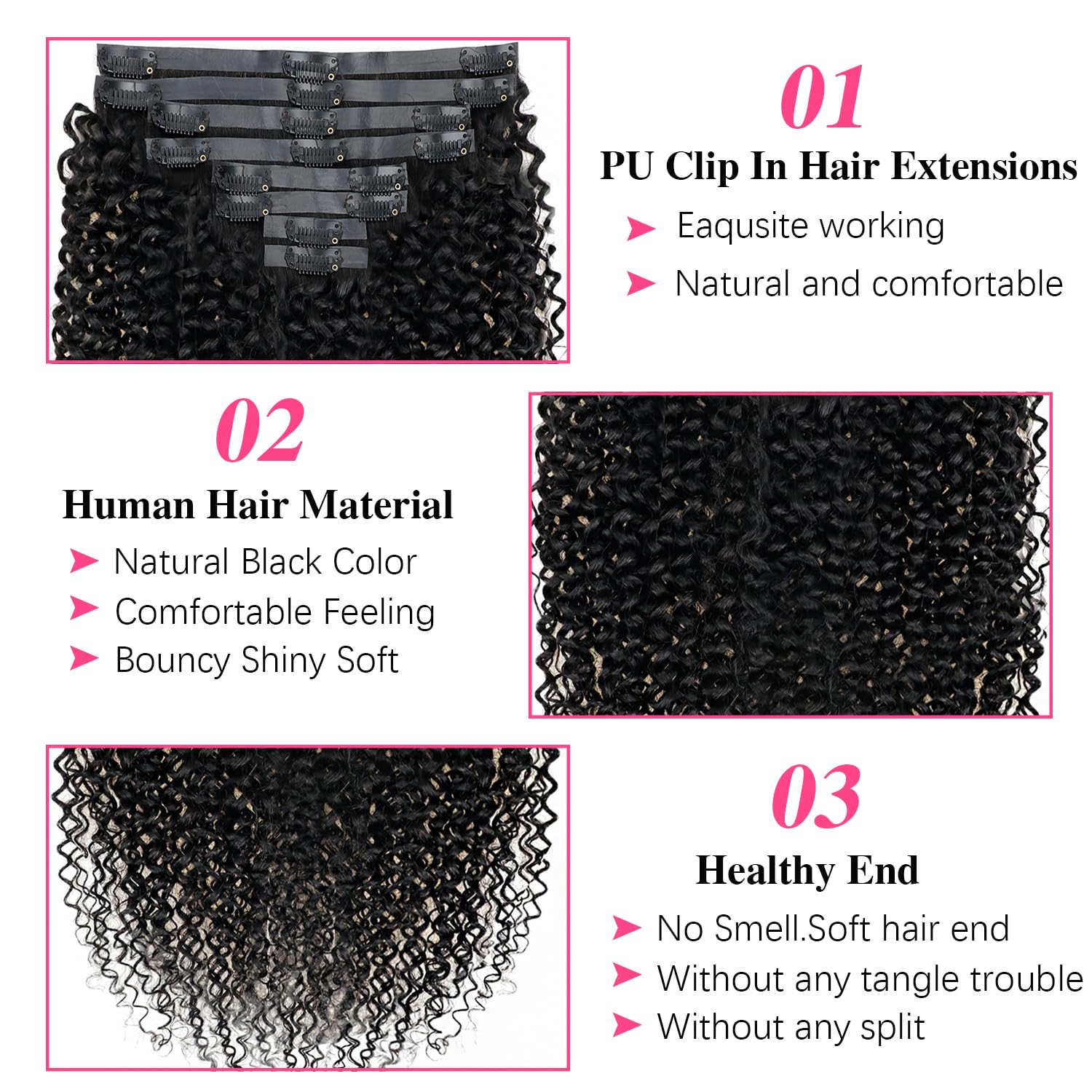 Seamless Clip-In Human Hair Extensions - Invisible PU Kinky Curly 8pcs Set with 18 Clips (120g, 26inch, Natural Black) for Volume & Length | Perfect for Parties, Weddings & Daily Styling