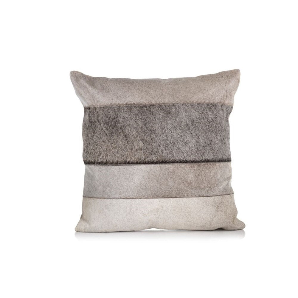 18x18 Inch Aman Leather Patchwork Throw Pillow with Soft Fur Coating - Perfect for Sofa, Bed & Home Decor