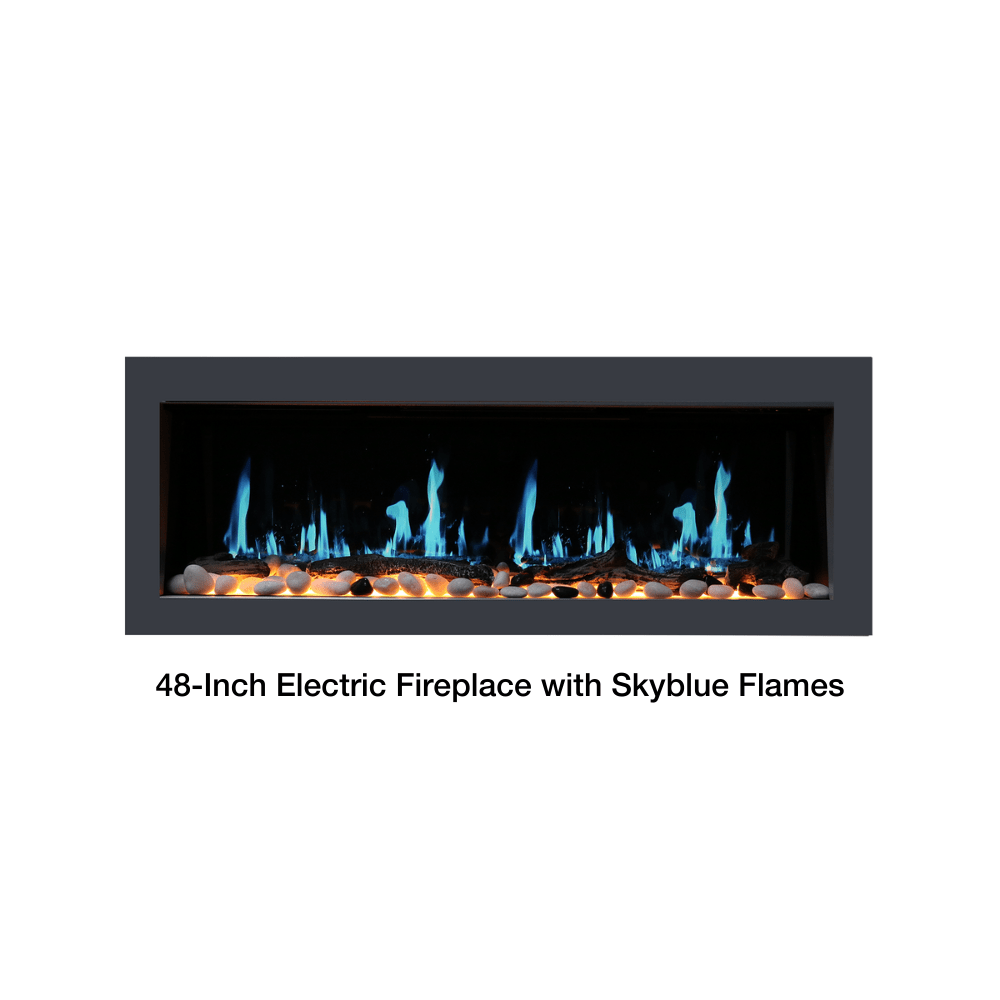 Litedeer Homes Latitude II Built-in Smart Electric Fireplace with 3-Inch Trim - Realistic LED Flame Technology for Living Room, Bedroom & Office - Energy Efficient & Remote Control Heating Solution