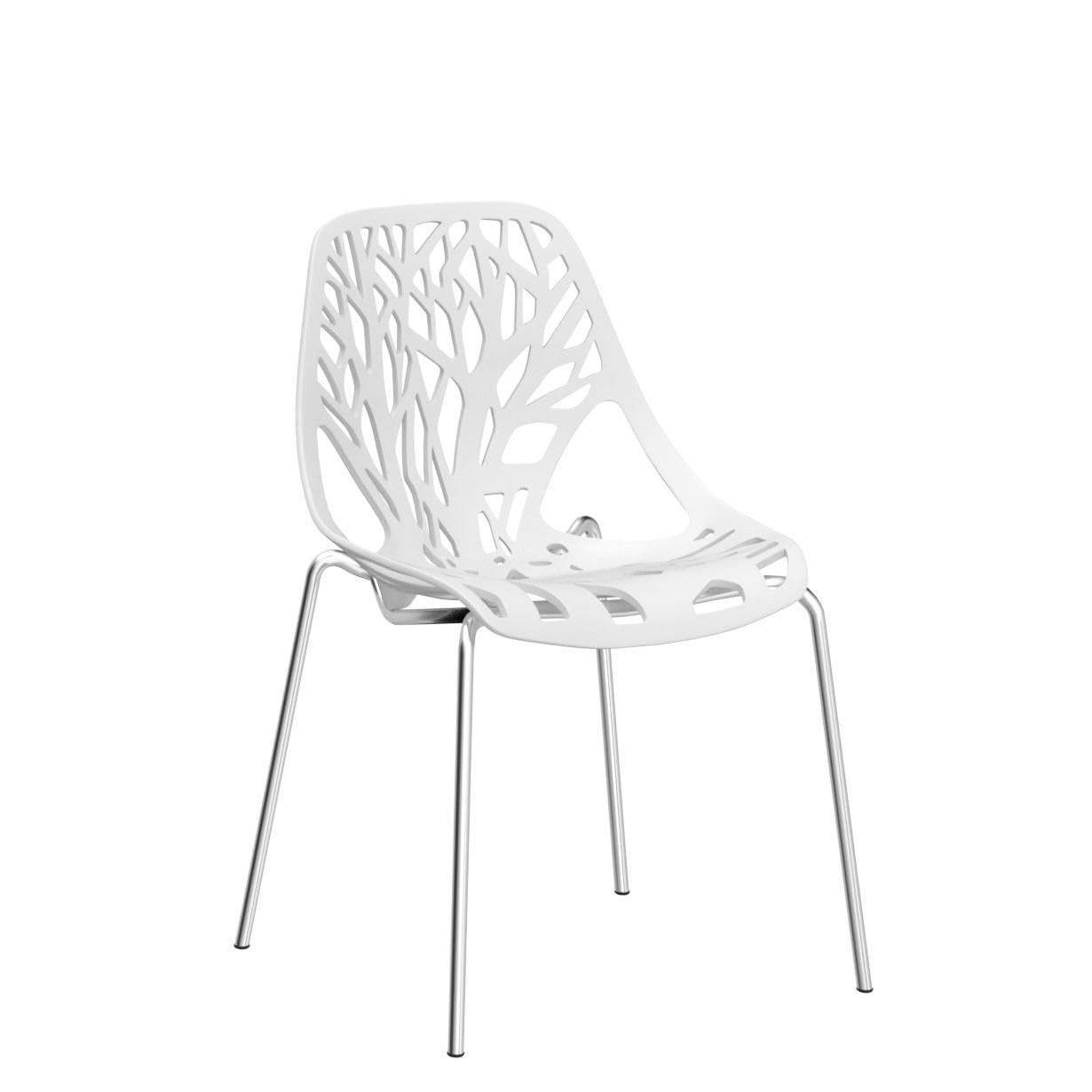 Bonnlo Modern Stackable Dining Chairs Set of 4 - White Kitchen Chairs with Birch Frame, Comfortable for Dining Room, Living Room & Office Waiting Area - Perfect for Small Spaces & Home Decor