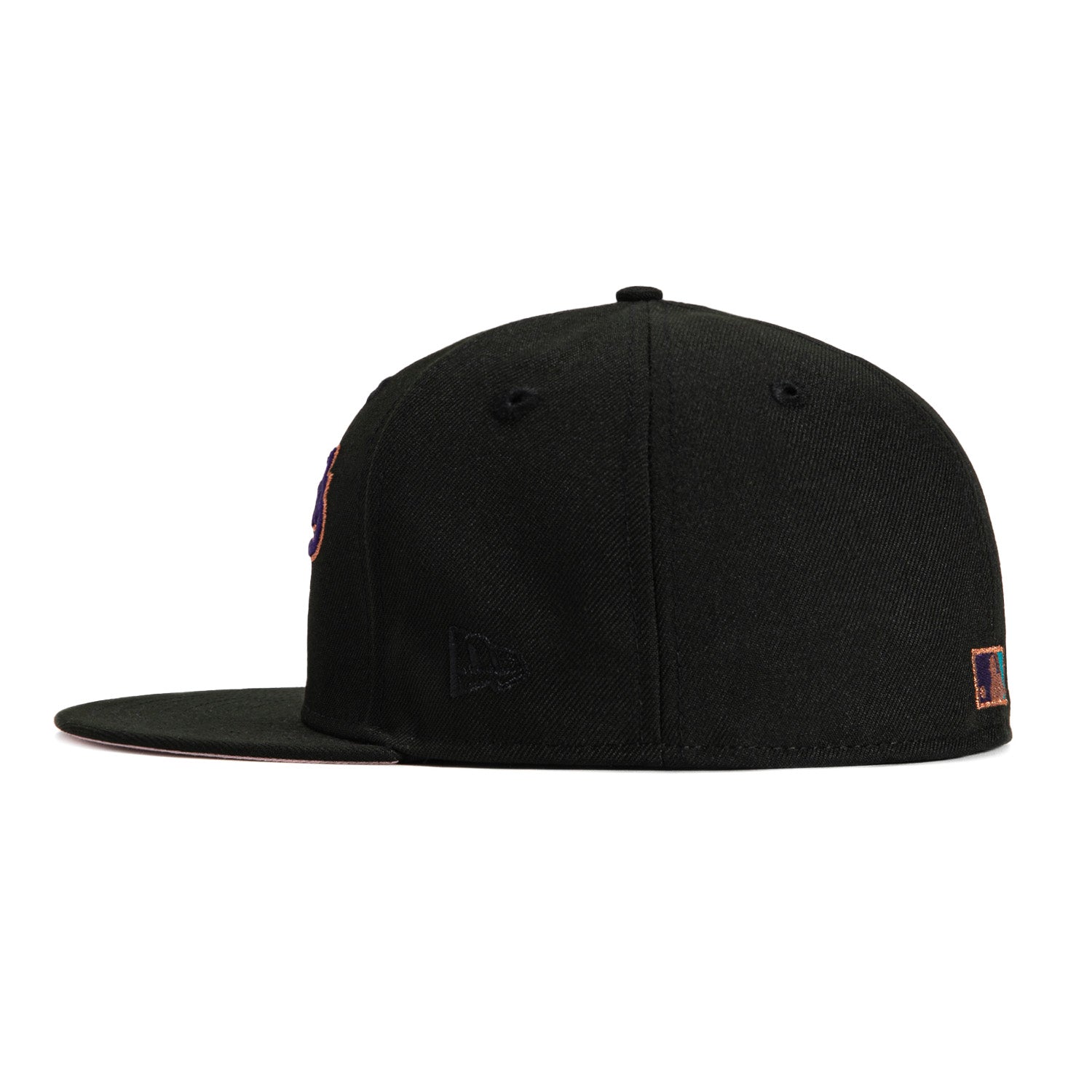 New Era 59Fifty Arizona Diamondbacks 2001 World Series Patch Script Hat - Black, Purple & Metallic Copper | MLB Baseball Cap for Fans & Collectors | Perfect for Games, Sports Events & Casual Wear