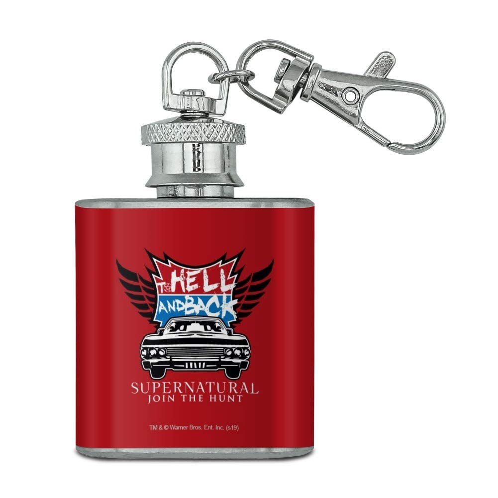 Supernatural To Hell and Back 1oz Stainless Steel Mini Flask Keychain - Perfect for Parties, Gifts & Outdoor Adventures