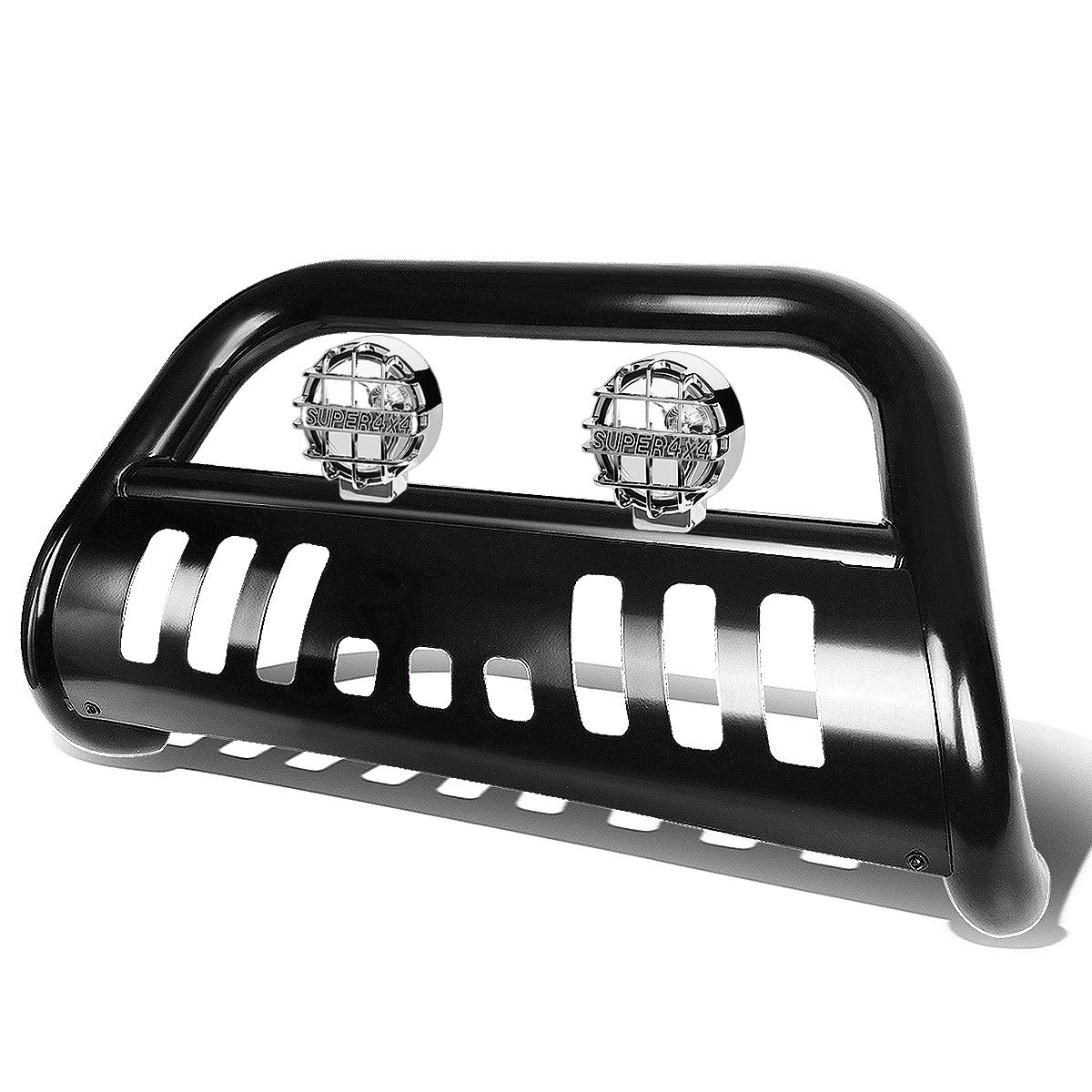 3 Inch Black Bull Bar & 6 Inch Chrome Fog Lights for Chevy C/K-Series GMT400 Trucks - Off-Road Protection & Enhanced Visibility