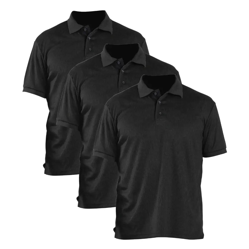 3 Pack Men's Waffit Series Polo Shirts - Breathable Cotton Casual Shirts for Work & Golf - Comfortable Short Sleeve Button Down Shirts for Business, Office & Outdoor Activities