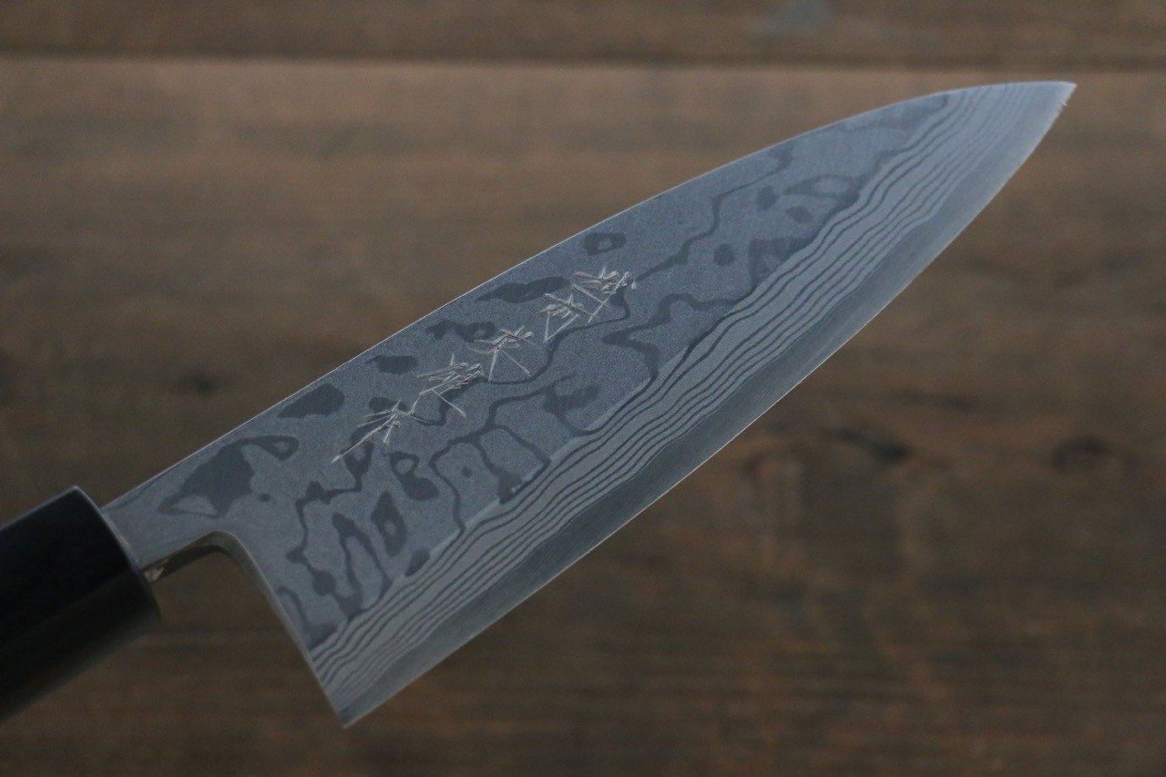 Premium Hideo Kitaoka Blue Steel No.2 Damascus Deba Knife 150mm (5.9