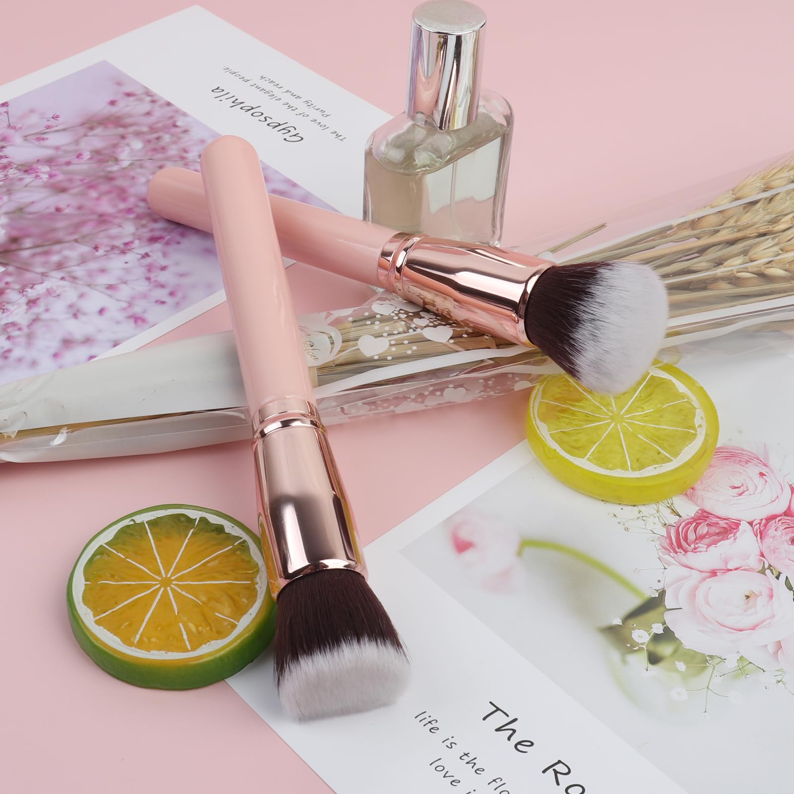 2-Piece Kabuki Foundation Brush Set - Round Top Professional Makeup Brush for Liquid, Cream & Powder - Perfect for Blending & Buffing Face & Body Makeup - Ideal for Daily Use, Travel & Professional Makeup Artists