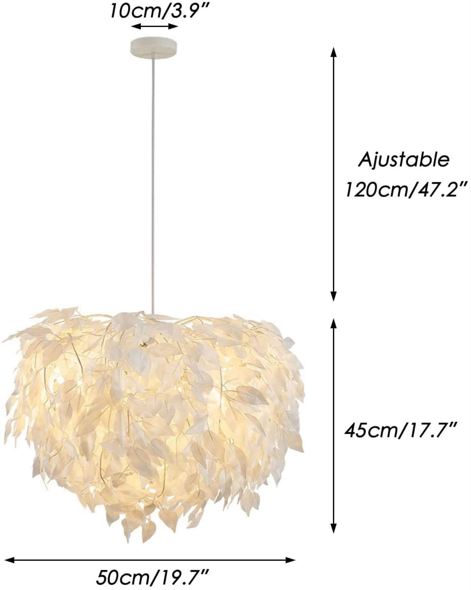 Modern Feather Pendant Light - Dimmable Fluffy Feather Chandelier with Adjustable Cable (47.2 Inch) for Living Room, Bedroom, Wedding & Party Decoration | Elegant Ceiling Lighting Fixture for Home & Event Decor