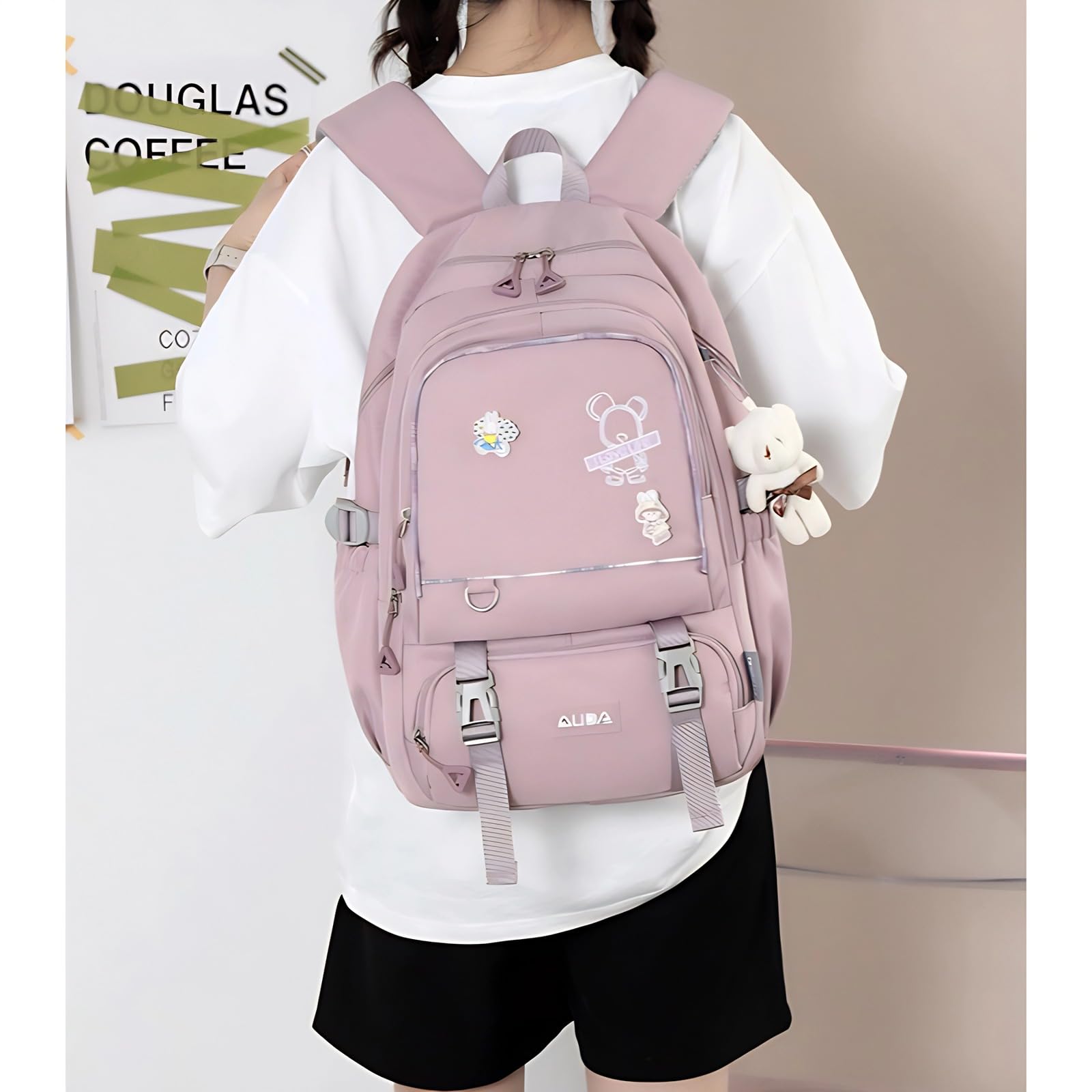 Stylish Purple Laptop Backpack for School & Travel - Large Capacity with Multiple Pockets, Luggage Strap - Perfect for Girls, Students & Commuters (Ideal for College, Work & Airplane Carry-on)