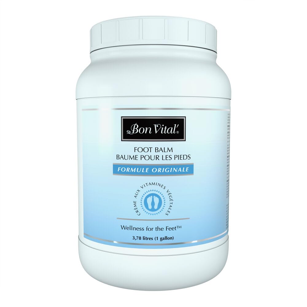 Bon Vital' Original Foot Balm - Moisturizing Foot Cream for Dry Skin & Cracked Heels | Heals Blisters & Abrasions | Improves Foot Circulation | 1 Gallon Jar | Ideal for Pedicures, Foot Care & Post-Workout Recovery