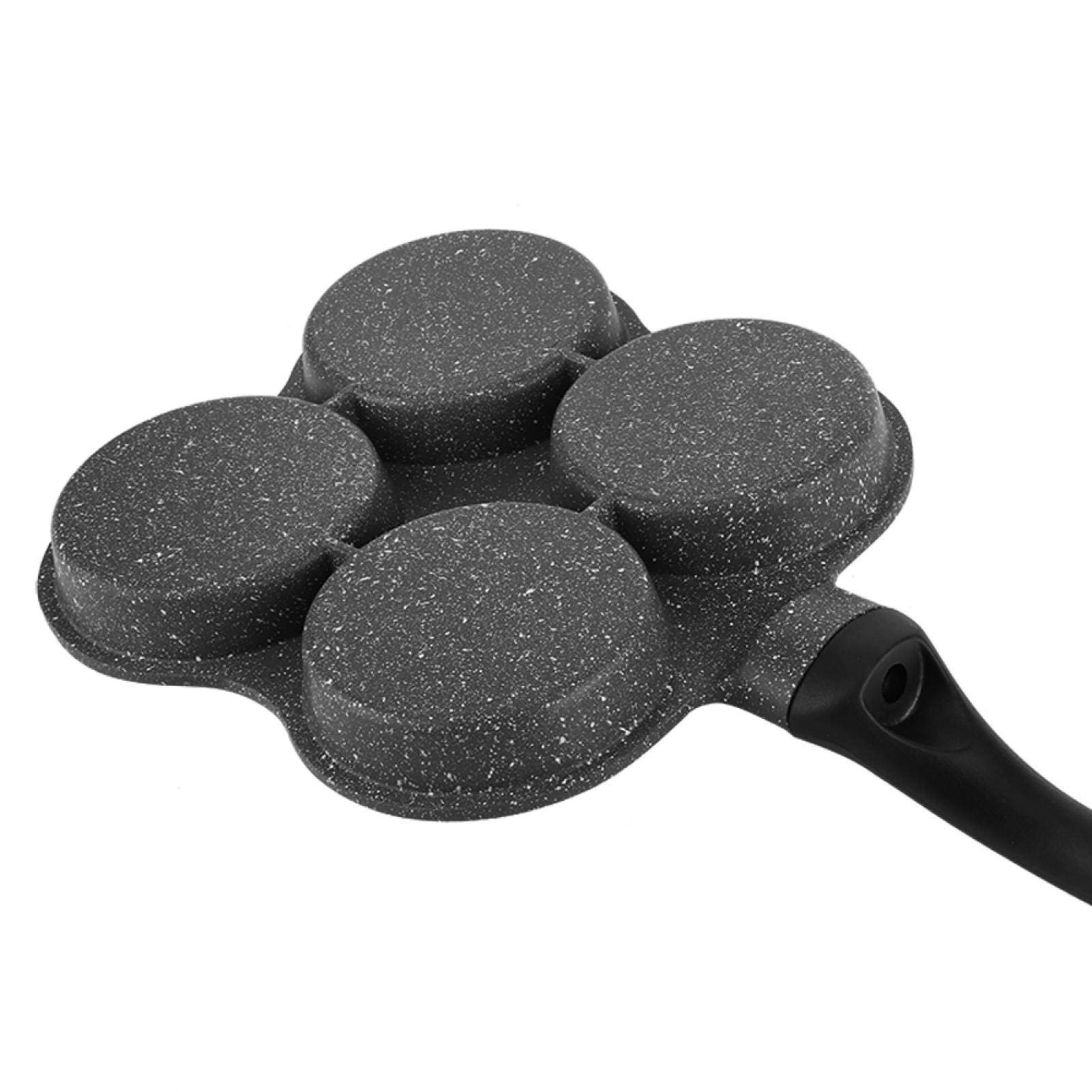 **Non-Stick 4-Hole Pancake Pan & Egg Burger Maker - 36.5x19.5x2.5cm - Perfect for Breakfast, Dumplings & Electric/Stove Cooking - Ideal for Pancakes, Egg Sandwiches & Quick Meals**
