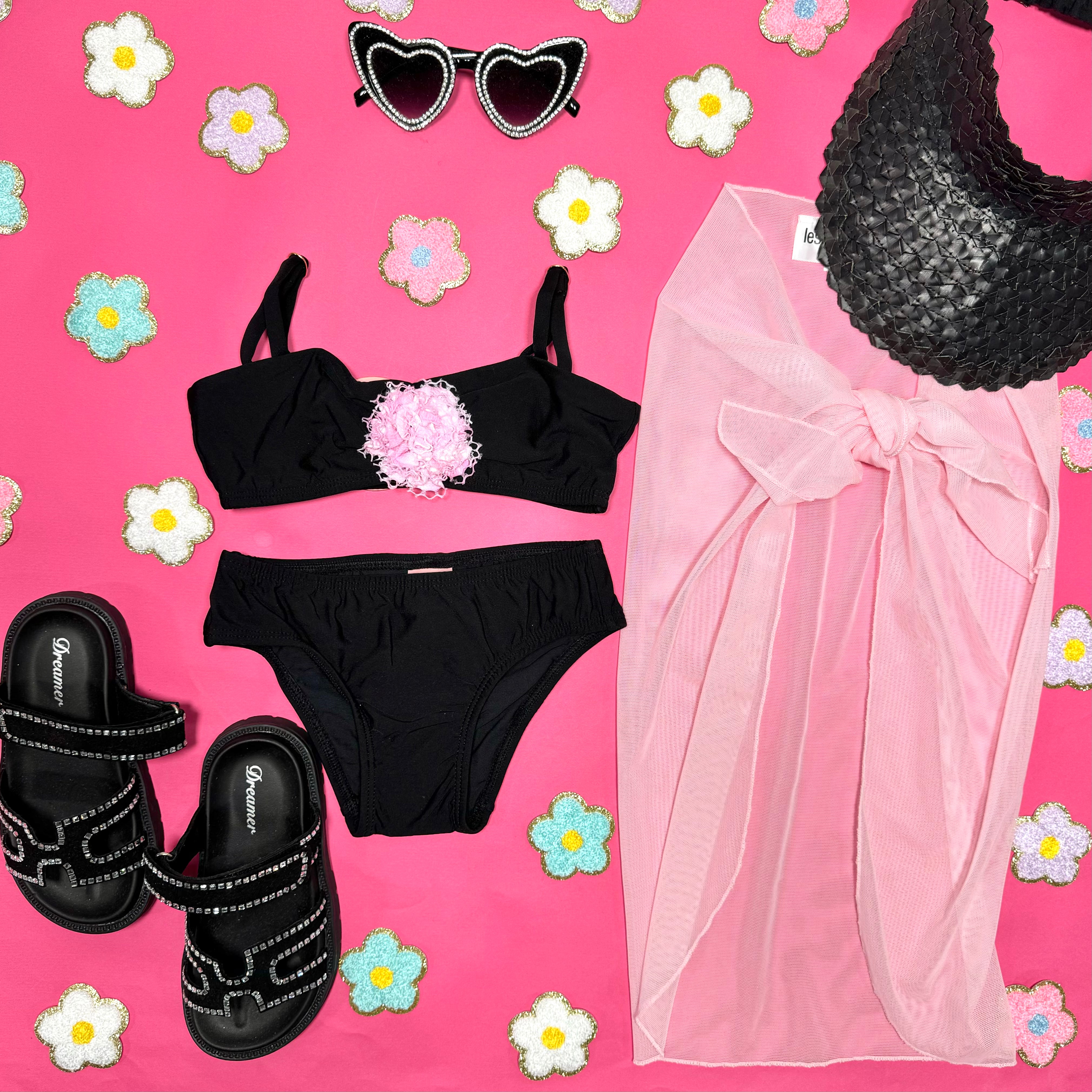 Rosette Two Piece Bikini Set - Sexy High Waisted Swimwear for Women, Summer Beach Vacation, Pool Party & Tropical Getaway