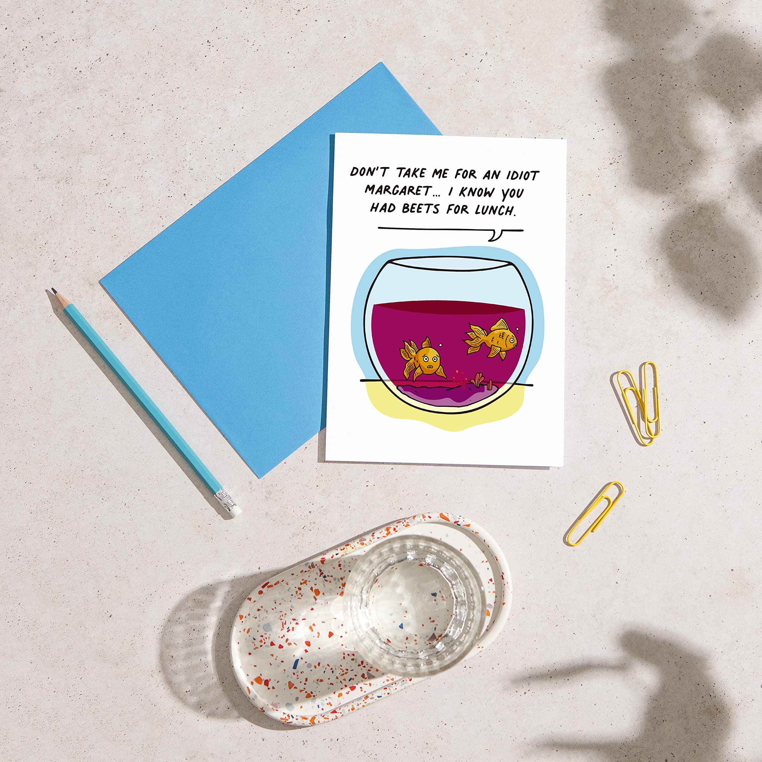 Huxters 'Did You Have Beets For Lunch?' Funny Birthday Card - Humorous Gift for Women, Men, Friends, Mum or Dad - A5 Size Goldfish Design - Perfect for Birthday Celebrations, Office Gifts & Special Occasions