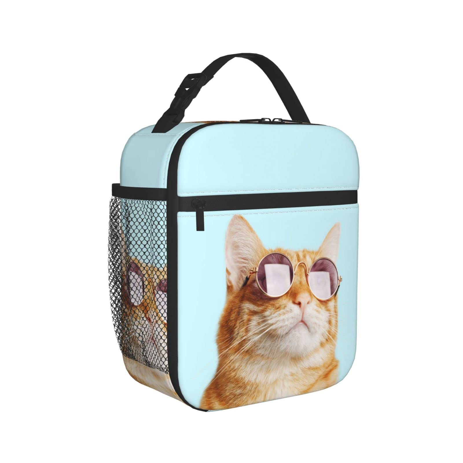 Cat Sunglasses Insulated Lunch Box - Reusable Cooler Bag for Work & Picnics