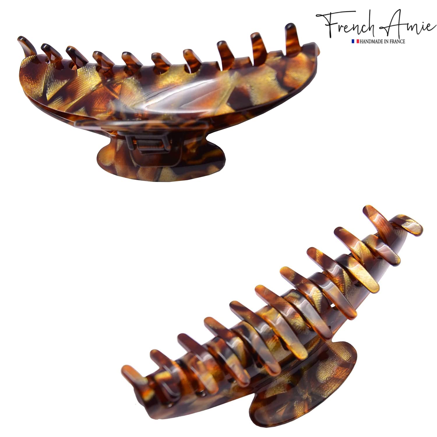 French Amie Large Hair Claw Clip for Women - Handmade Cellulose for Thick Hair - Indoor & Outdoor Styling