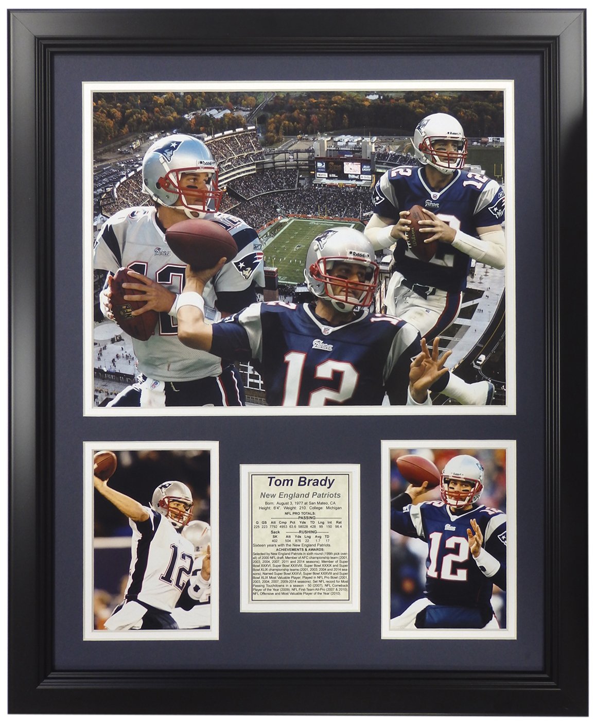 Legends Never Die Tom Brady Framed Photo Collage - 16x20 Inch NFL Football Memorabilia Wall Art for Man Cave, Sports Bar & Game Room Decor