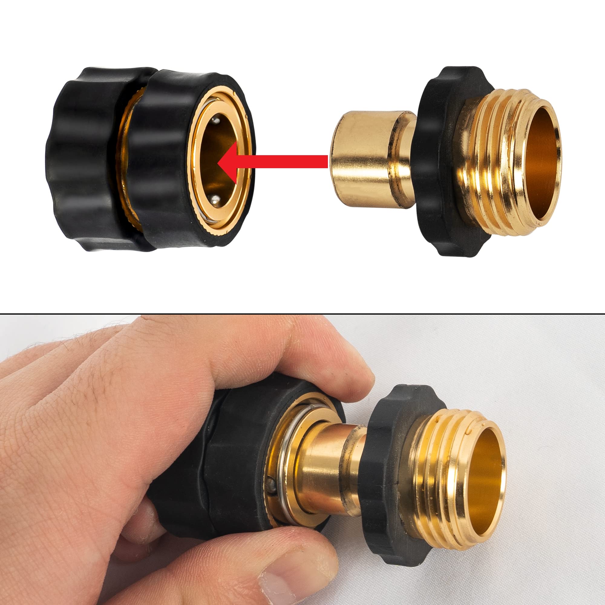 3/4 Inch Garden Hose Quick Connect Fittings - Male & Female Water Quick Release Connectors (6 Pack) - Ideal for Gardening, Lawn Watering, and Outdoor Cleaning