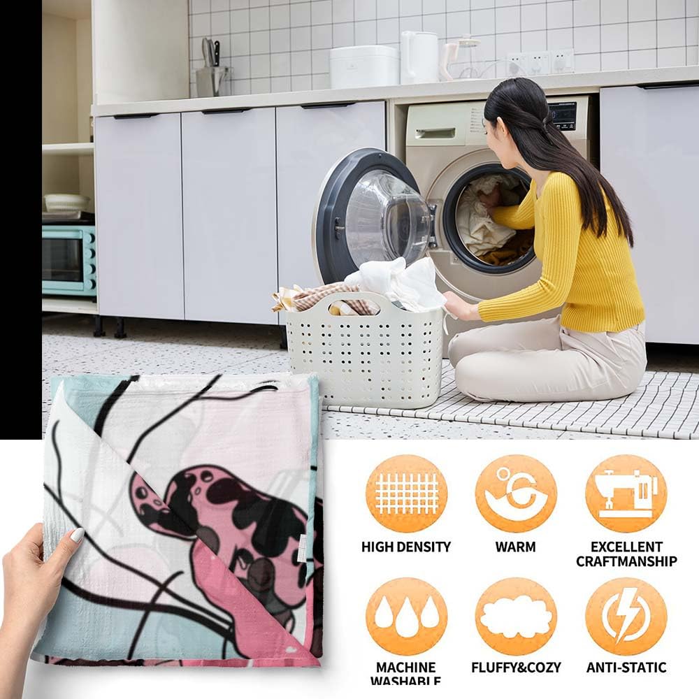 Soft & Cozy Dog Throw Blanket for Bedroom, Couch & Travel - 50x40 Inch All Season Blanket for Adults & Kids - Perfect for Lounging, Napping & Air Conditioning Comfort