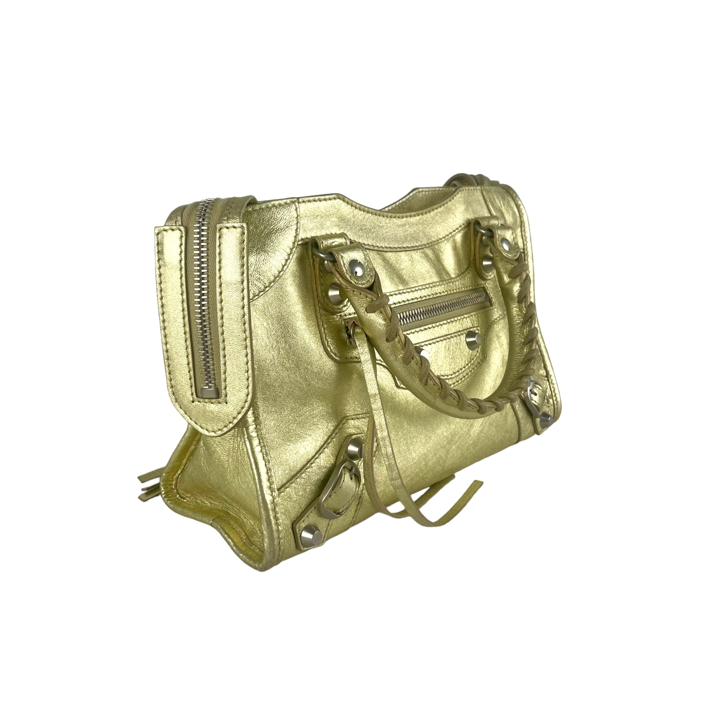 Balenciaga City Mini Gold Leather Crossbody Bag - Luxury Designer Handbag for Women | Perfect for Everyday Use, Travel & Night Out