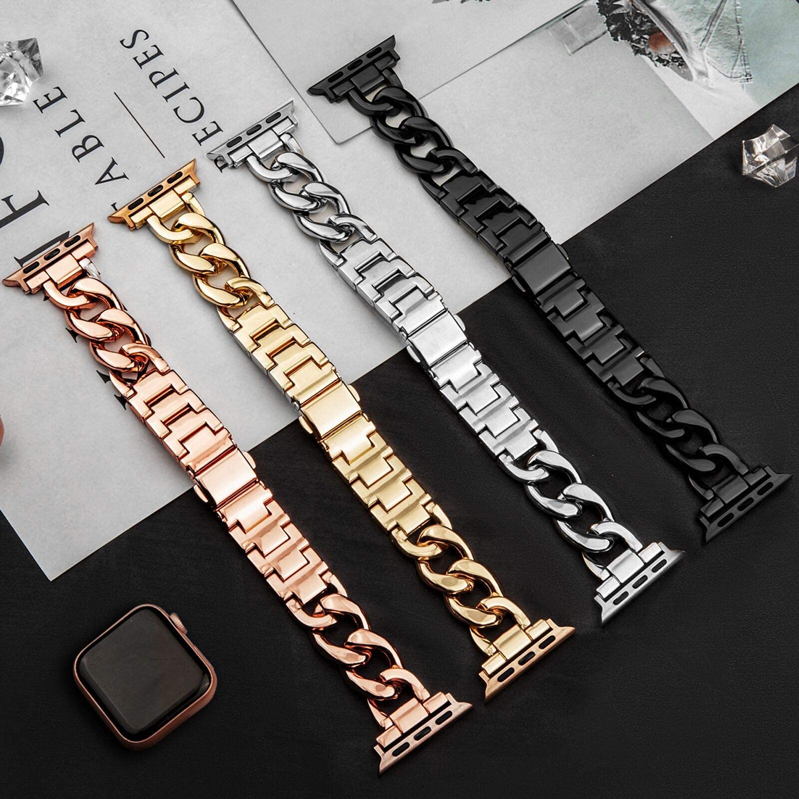 Kolgios 38mm 40mm 41mm 42mm 44mm 45mm 46mm Women's Fashion Smartwatch Bands - Compatible with Apple Watch Series 10/9/8/7/6/SE/5/4 - Stylish Replacement Bracelet Strap for iWatch - Perfect Gift for Her - Ideal for Workouts, Office Wear & Everyday Fashion Accessory