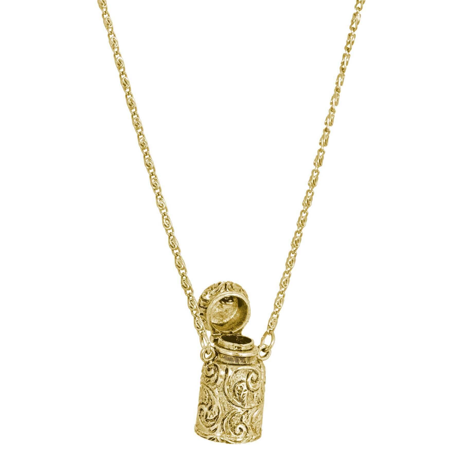 1928 Vintage Jewelry Etched Vine Jar Pendant Scroll Necklace - 30