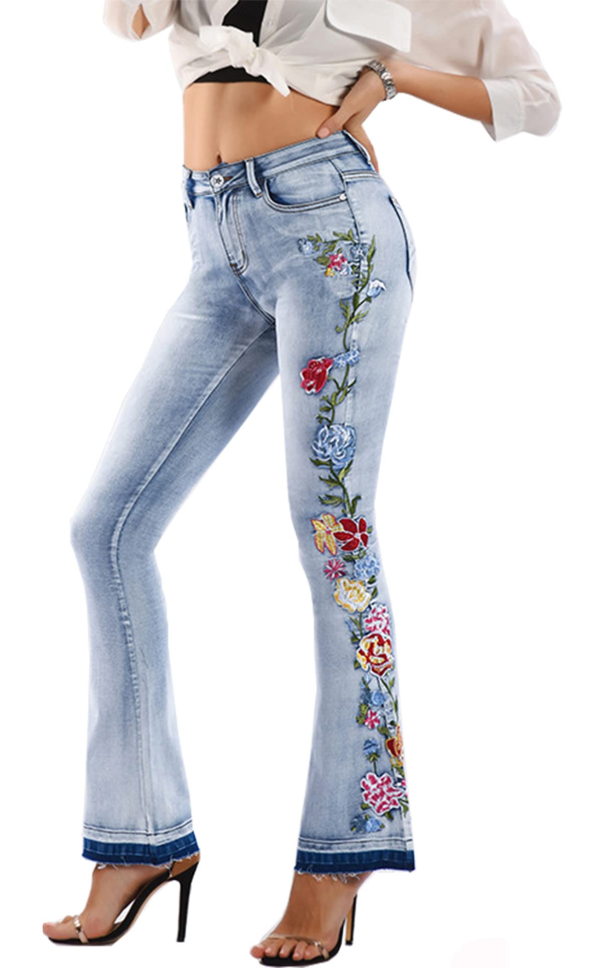 Chowsir Women's Stretch Skinny Bootcut Jeans - High Waist Denim Pants for Casual & Office Wear - Comfortable & Flattering Fit for Everyday Style