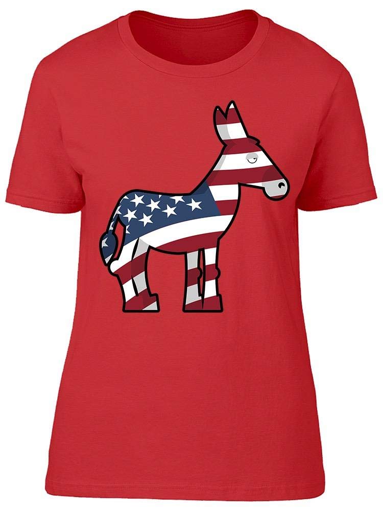 Smartprints Donkey Democrat T-Shirt for Women - Funny Political Graphic Tee - Casual Wear for Campaigns, Protests & Everyday Outfits