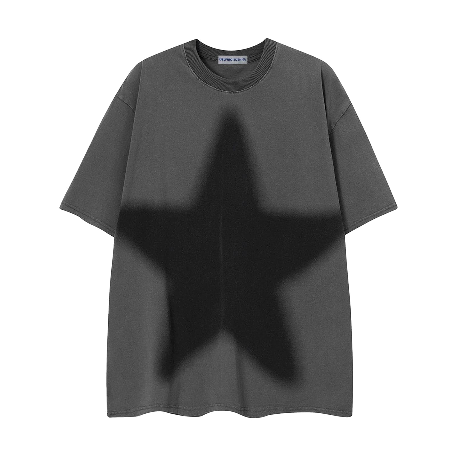 Aelfric Eden Oversized Star Graphic T-Shirt for Men - Y2K Vintage Washed Heavyweight Streetwear Tee - Unisex Casual Top for Street Style & Retro Fashion