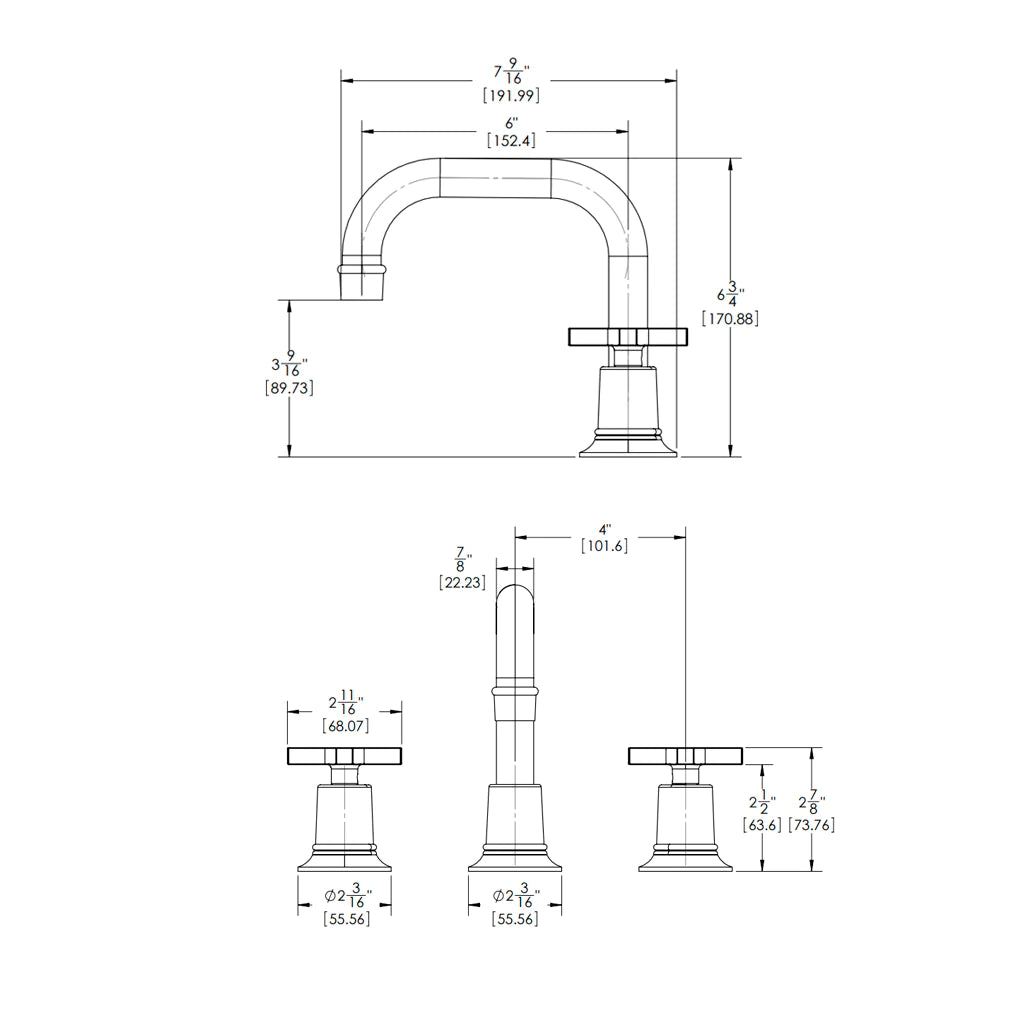 Hex Modern Bathroom Faucet Widespread 8