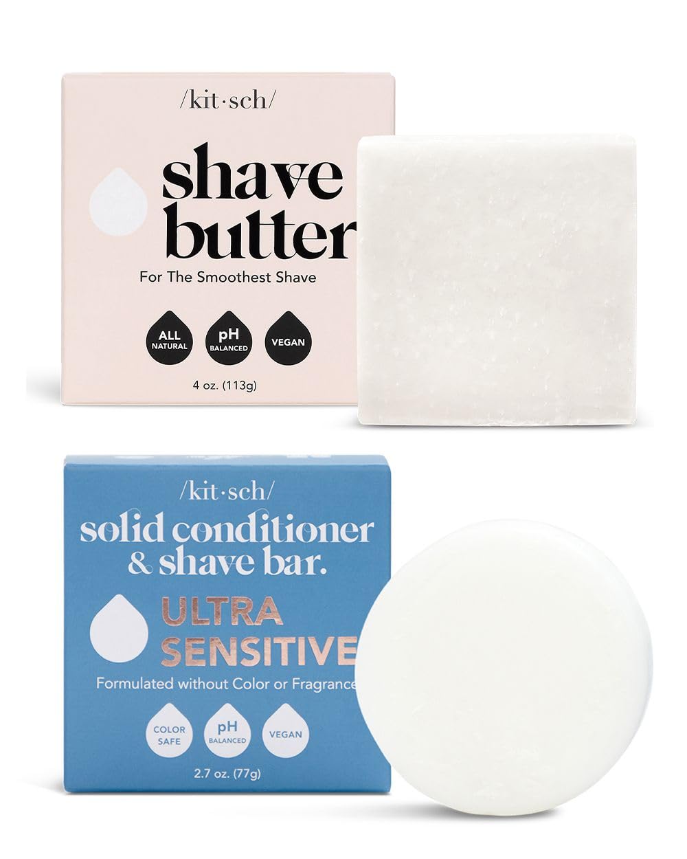 Kitsch Smooth Shave Butter for Sensitive Skin - 2-in-1 Hair Conditioner & Shaving Bar - Natural Moisturizing Shave Cream for Women & Men - Perfect for Travel & Sensitive Skin Care Routine