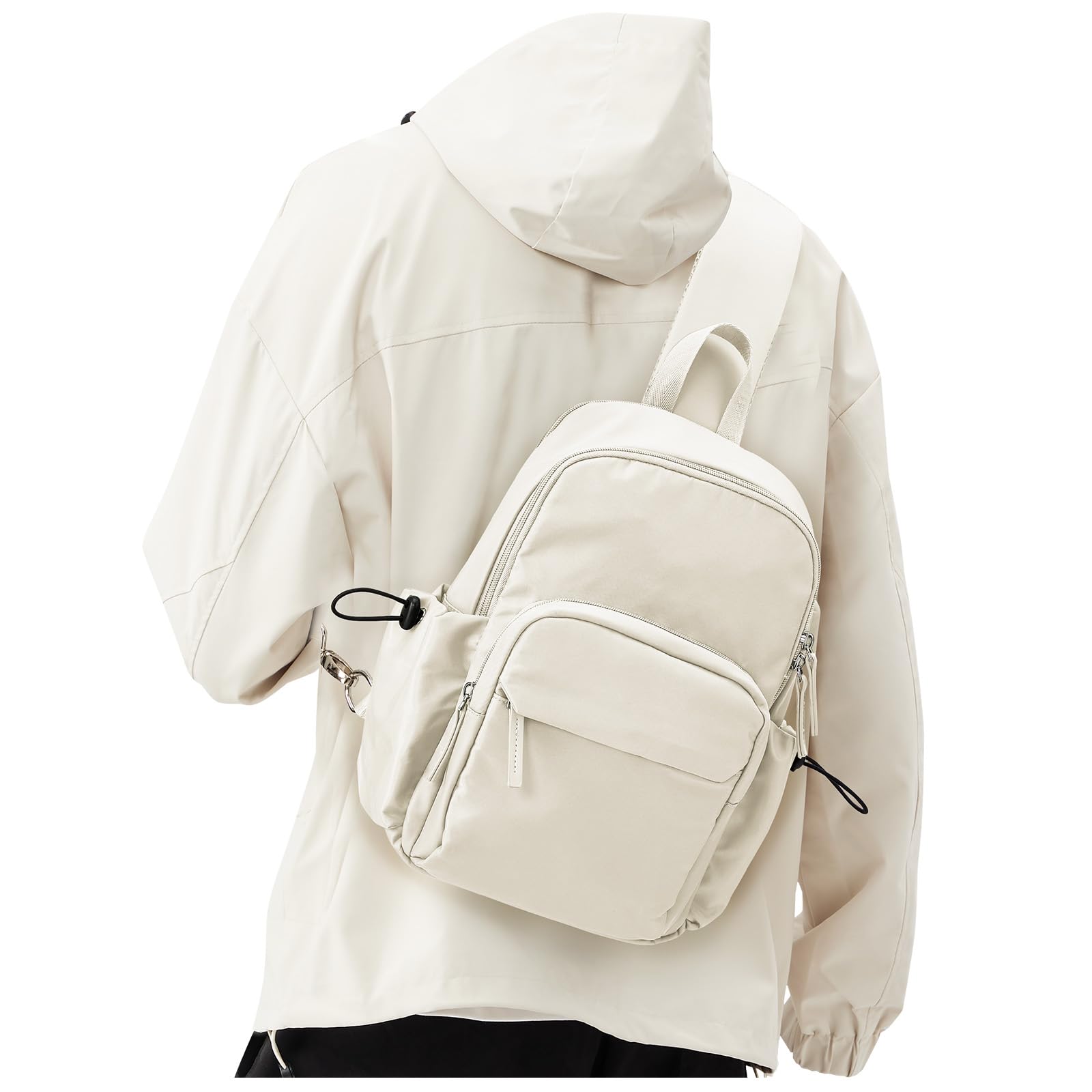 Tactical Sling Crossbody Bag for Men & Women - Anti-Theft Mini Shoulder Backpack for Motorcycle, Travel, Hiking & Outdoor Sports - Lightweight Chest Daypack (Off-White) | Perfect for Commuting, Gym & Everyday Use