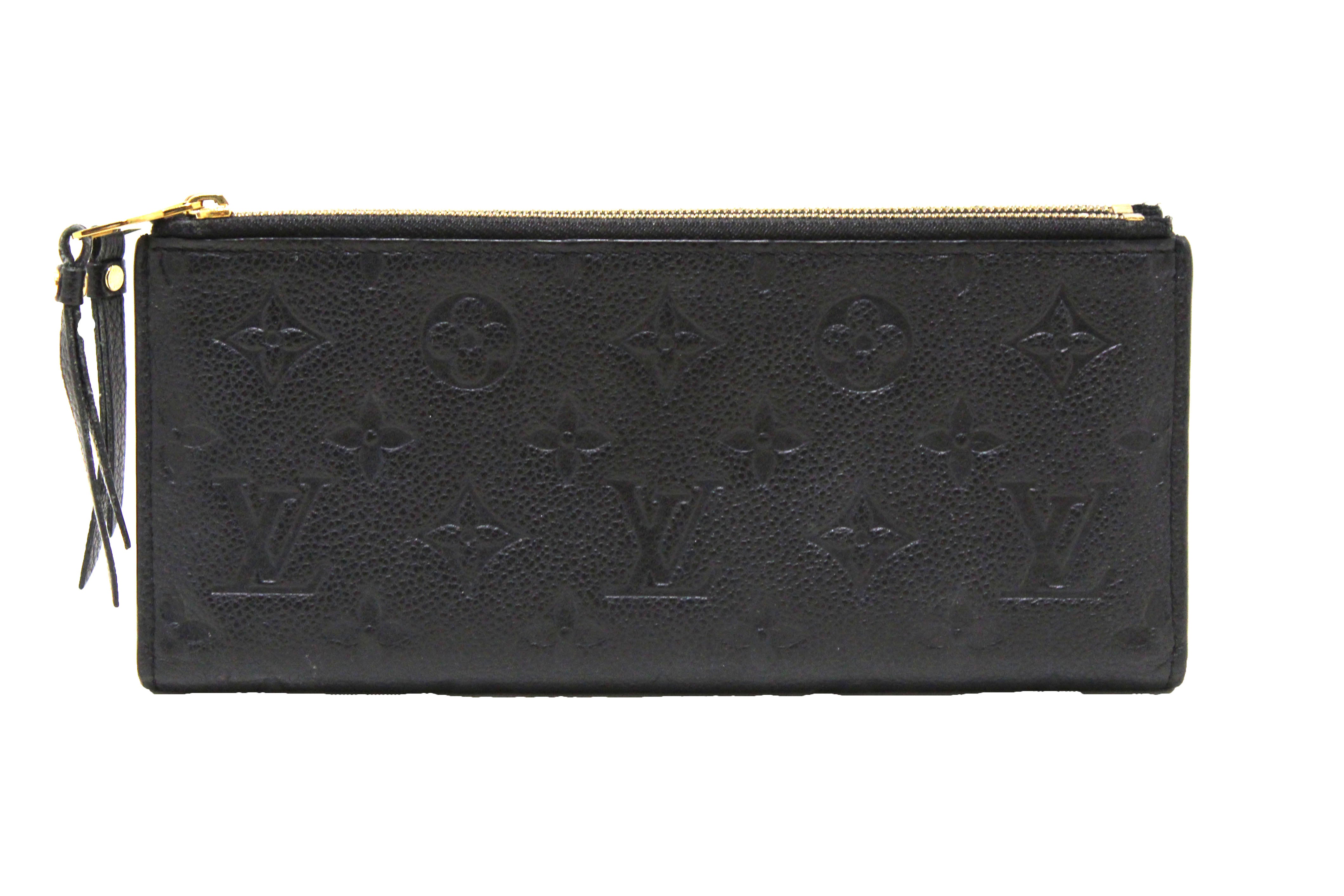 Authentic Louis Vuitton Black Monogram Empreinte Leather Adele Long Wallet for Women | Luxury Designer Bifold Wallet with Card Slots & Zippered Coin Pocket | Perfect for Everyday Use, Travel & Gift Giving