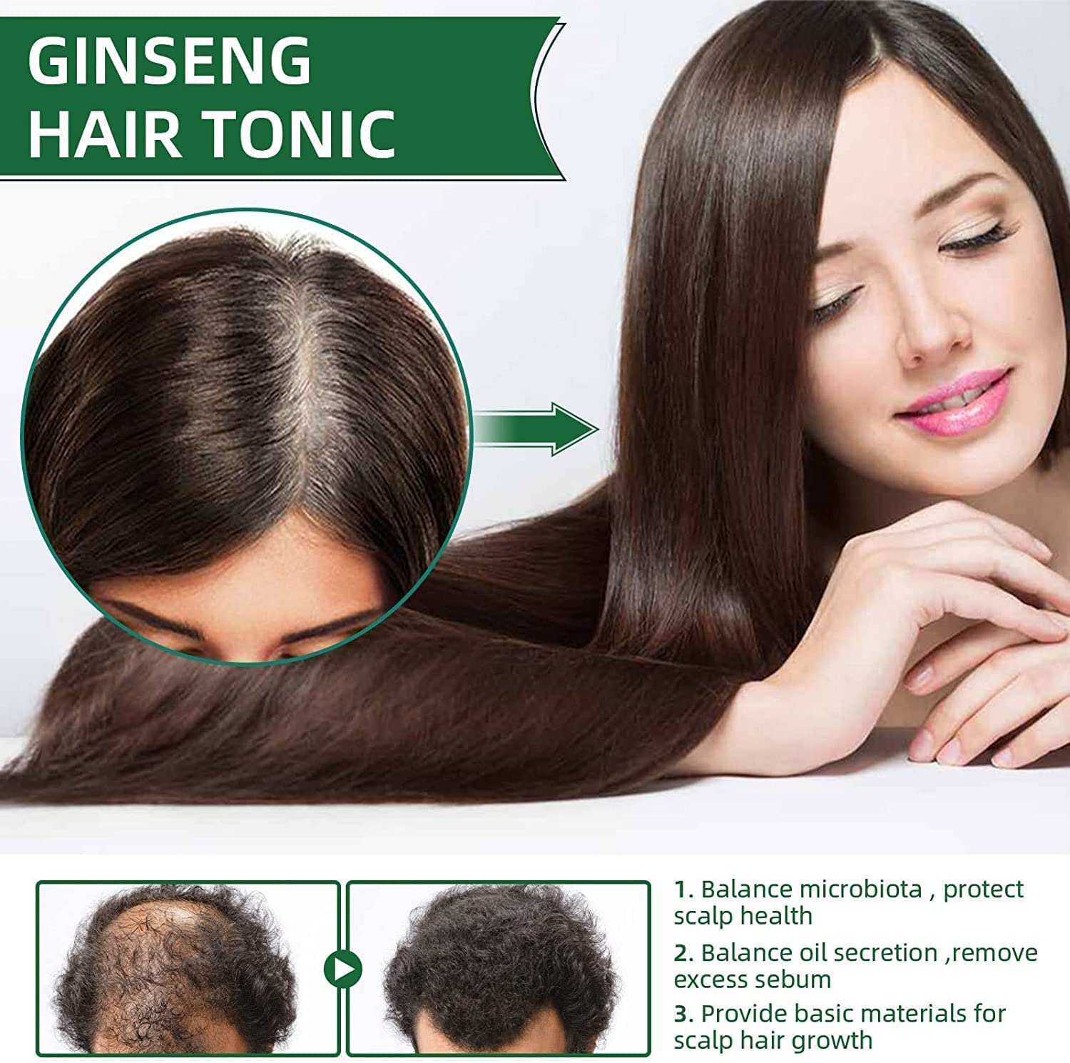 KORTIN Korean Red Ginseng Hair Regrowth Spray - Natural Herbal Hair Growth Serum for Women & Men with Ginger Extract (2 Pack) | Stimulates Hair Follicles & Reduces Hair Loss for Thicker, Healthier Hair
